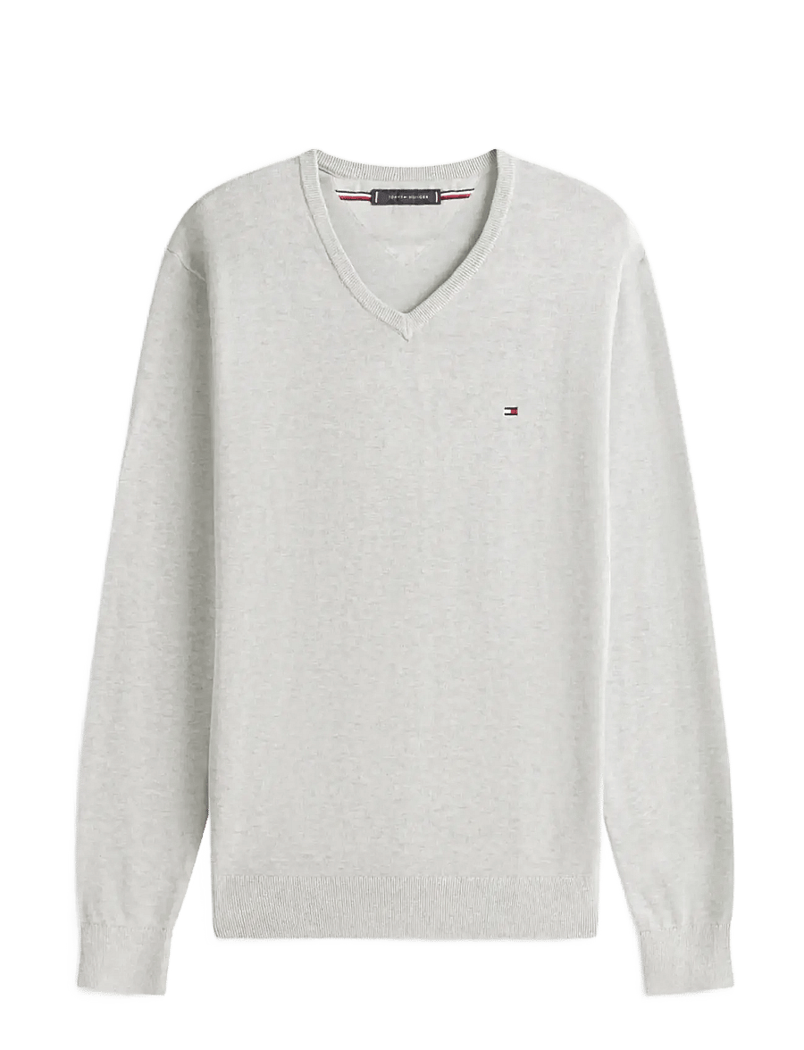 Tommy Hilfiger - ESSENTIAL COTTON V NECK - v-kaelusega - light grey heather - 1