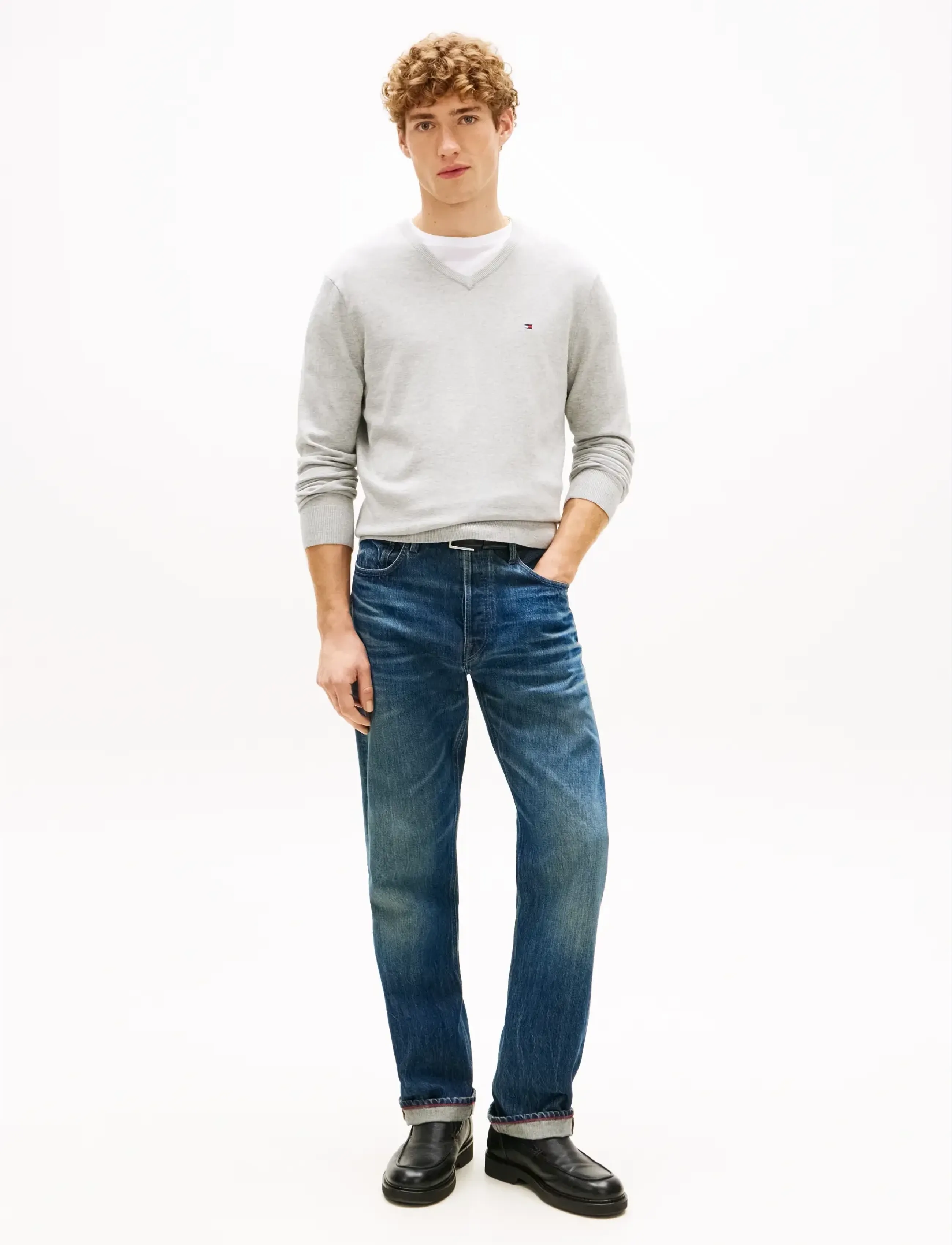 Tommy Hilfiger - ESSENTIAL COTTON V NECK - truien met v-hals - light grey heather - 3