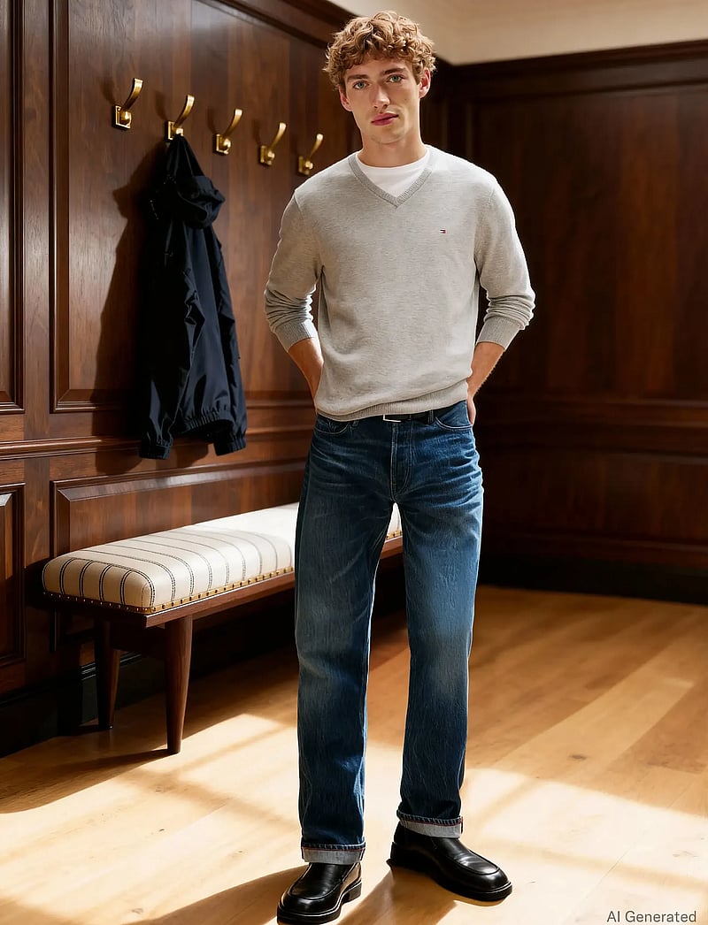 Tommy Hilfiger - ESSENTIAL COTTON V NECK - truien met v-hals - light grey heather - 5