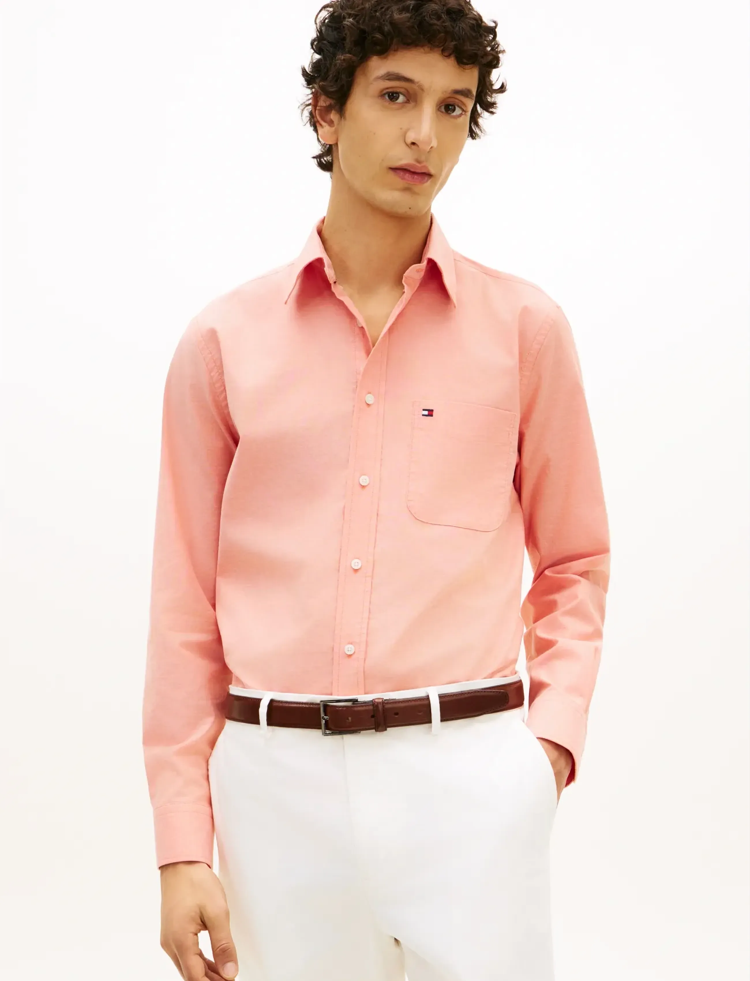Tommy Hilfiger LIGHT OXFORD SOLID SF SHIRT - Oxford skjorter - BRILLIANT ORANGE / coral