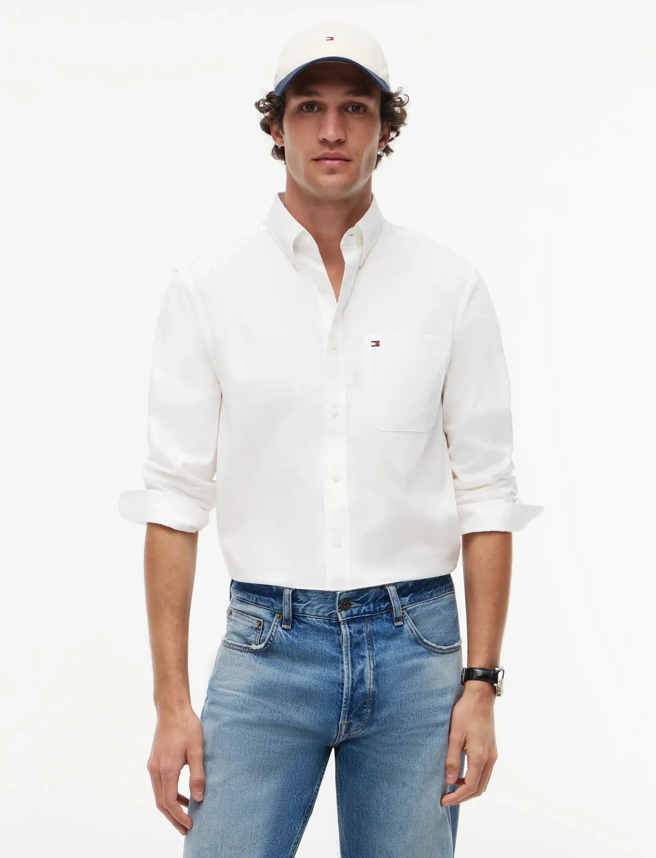 Tommy Hilfiger Light Oxford Solid Sf Shirt, XL, White, Shirts > Oxford Shirt, Herre