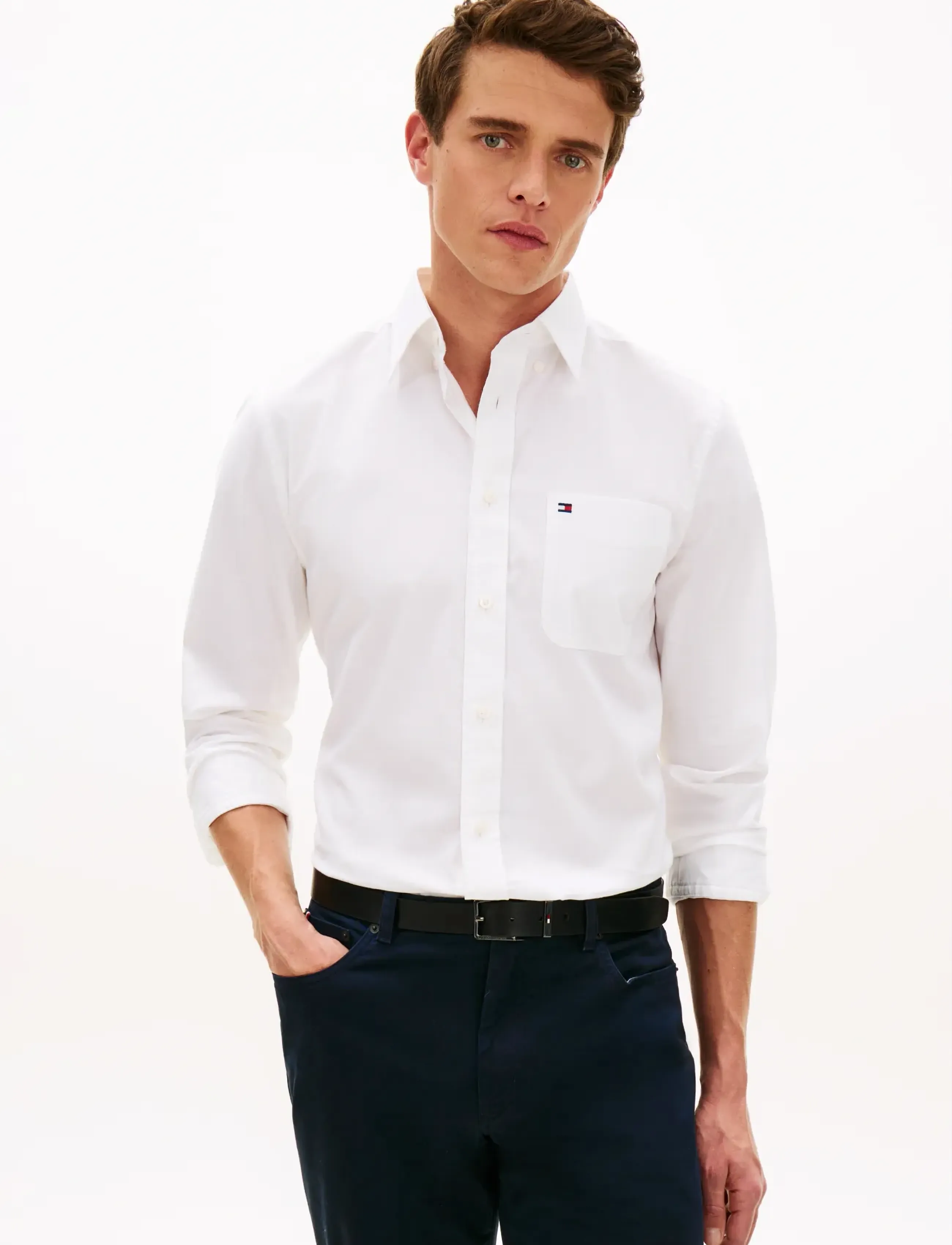 Tommy Hilfiger LIGHT OXFORD SOLID SF SHIRT - Preppy - WHITE / white