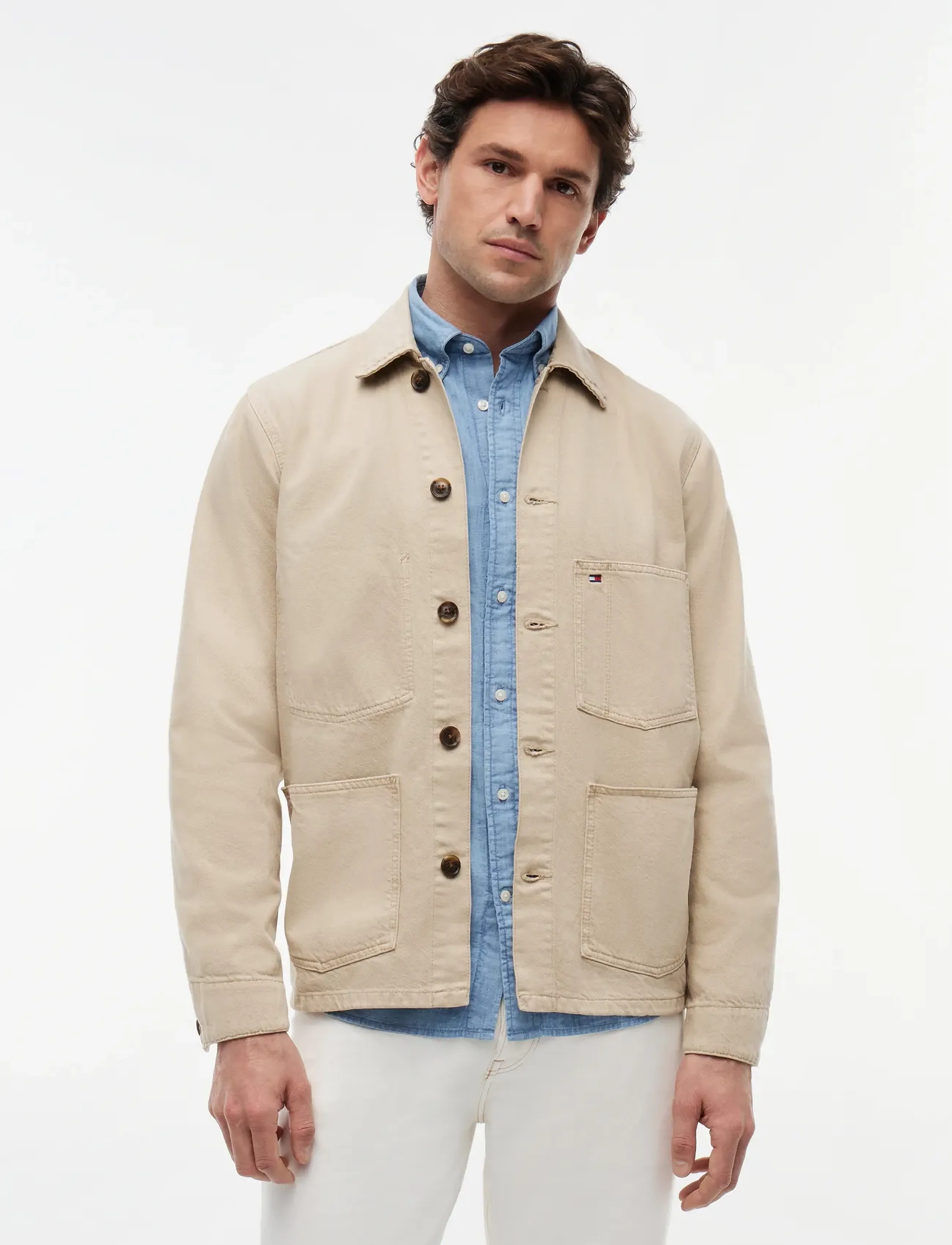 Tommy Hilfiger Chore Jacket Gmd, M, Jackets, Creme - Light Männerswear