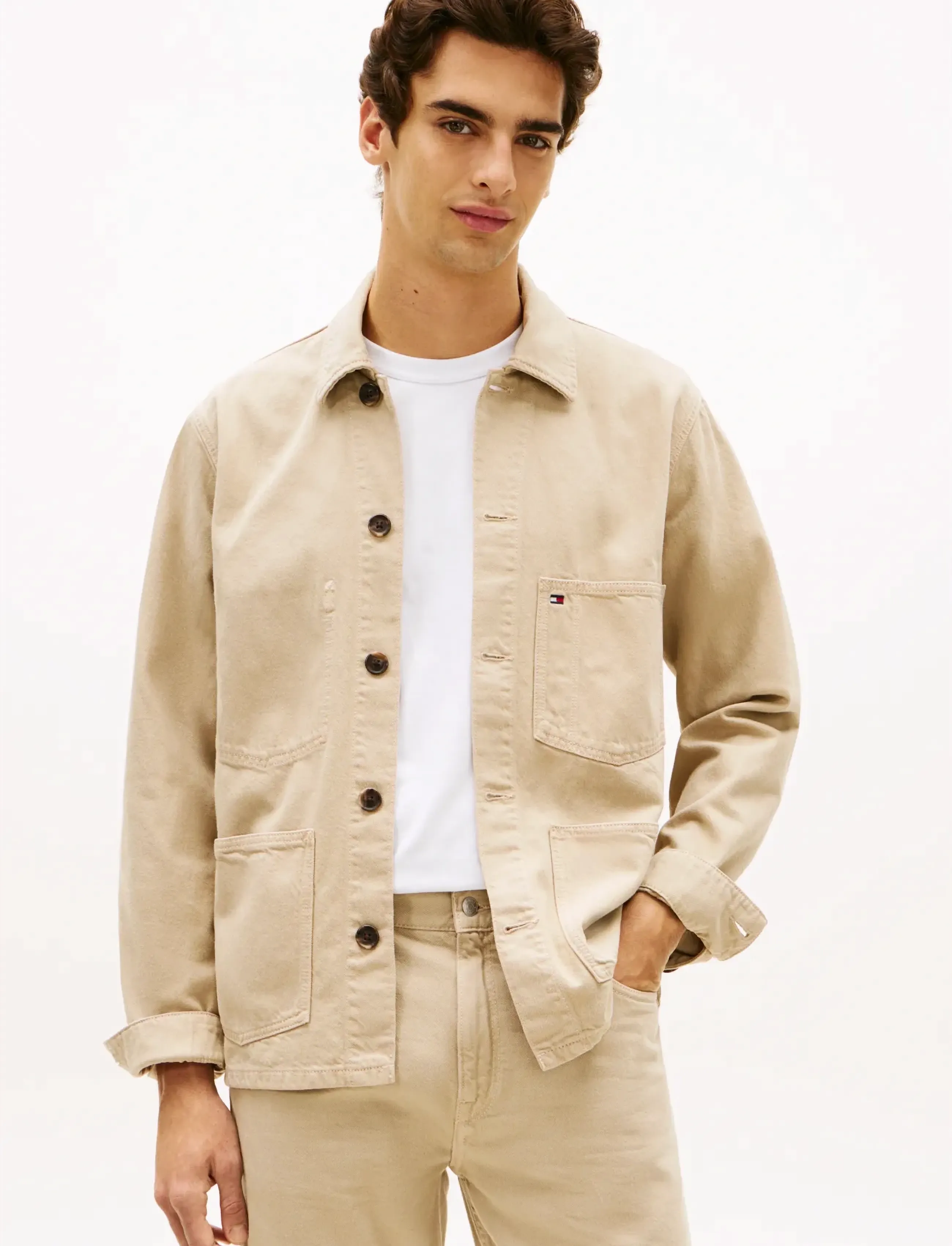 Tommy Hilfiger CHORE JACKET GMD - Tommy Hilfiger - SANDALWOOD / cream