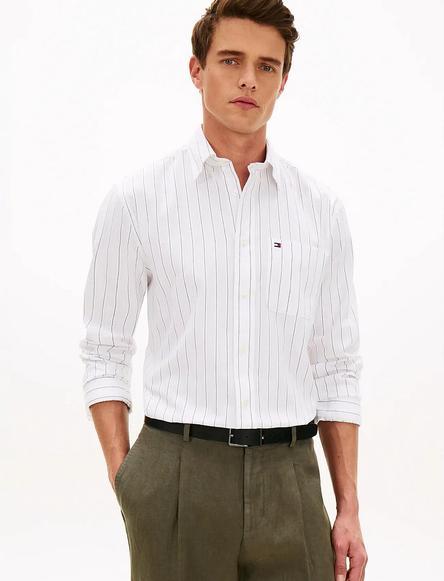 Tommy Hilfiger - STRUCTURE STP LSLV CLASSIC FIT - chemises à rayures - white stripe - 0
