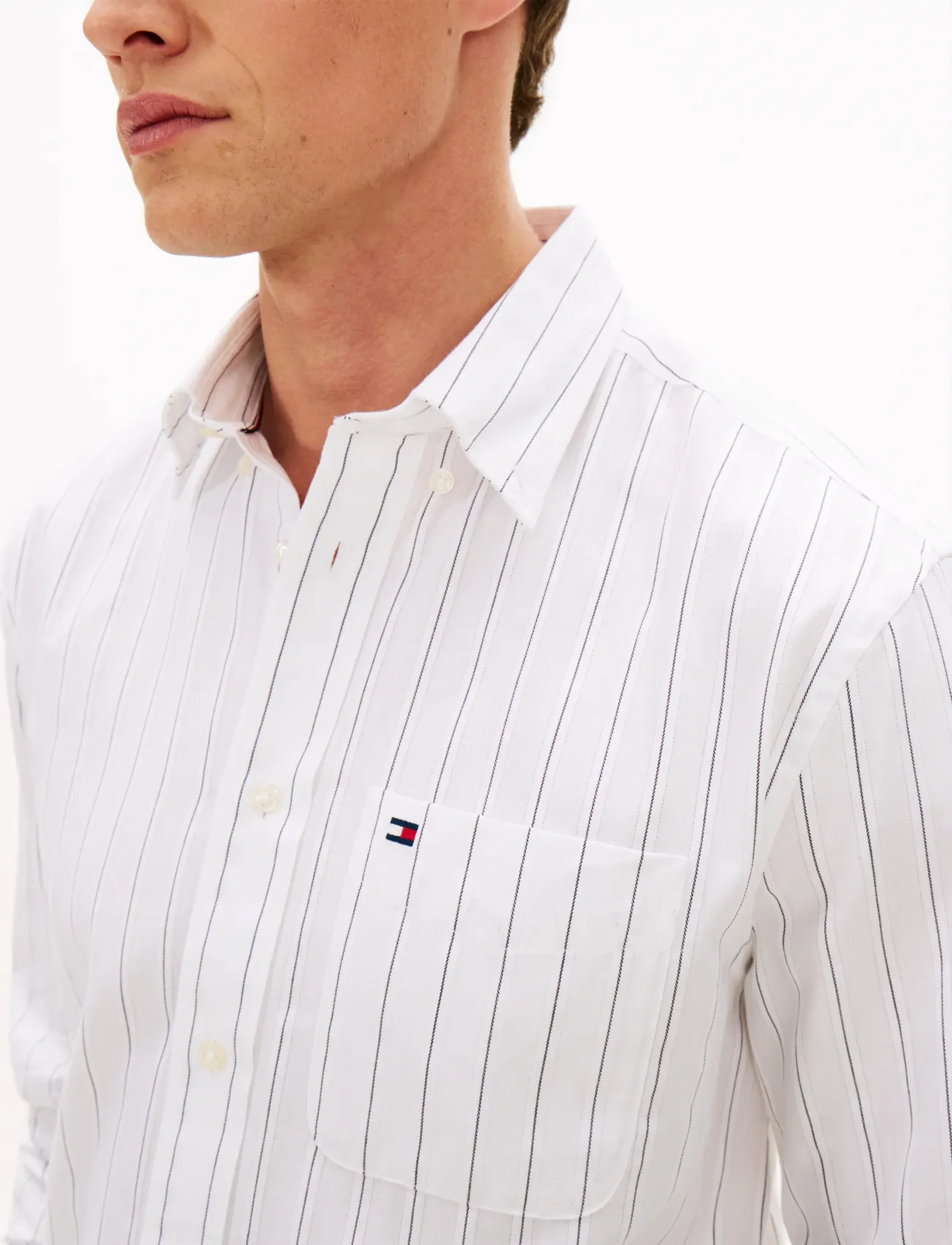 Tommy Hilfiger - STRUCTURE STP LSLV CLASSIC FIT - striped shirts - white   stripe - 4