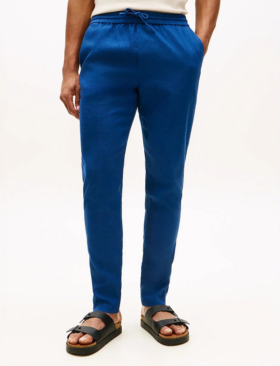 Tommy Hilfiger - HARLEM PO SORONA LINEN - hørbukser - blue jean - 0