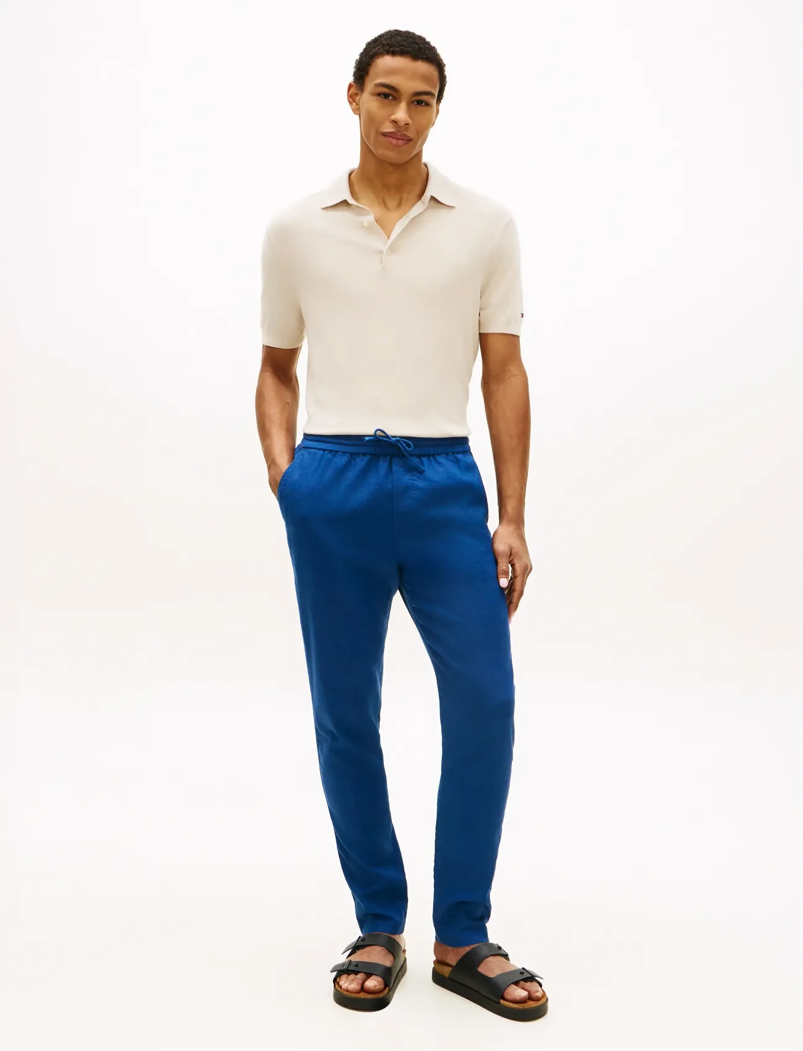 Tommy Hilfiger - HARLEM PO SORONA LINEN - hørbukser - blue jean - 3