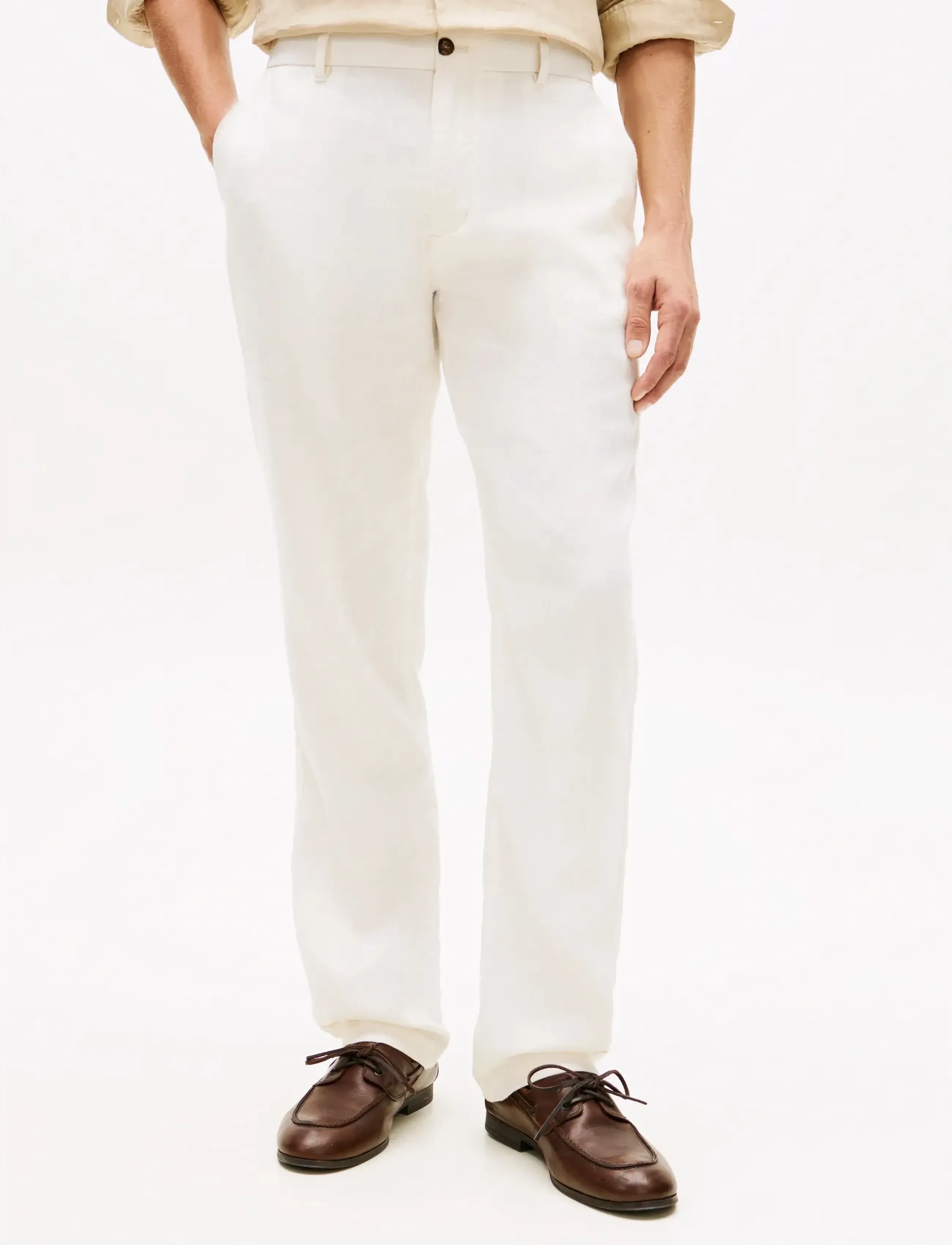 Tommy Hilfiger DENTON SORONA LINEN - Byxor - IVORY PETAL / cream