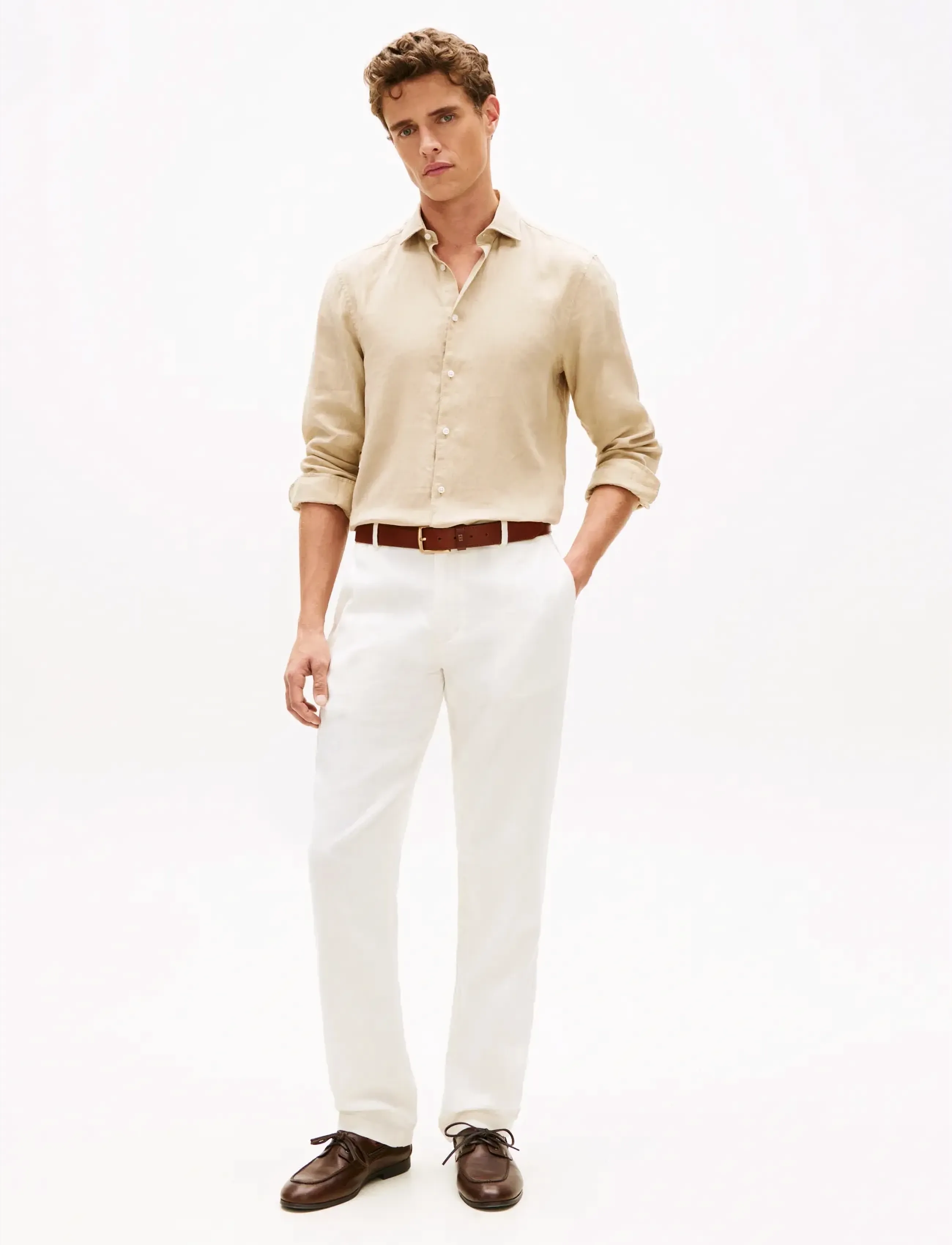 Tommy Hilfiger - DENTON SORONA LINEN - linased püksid - ivory petal - 3