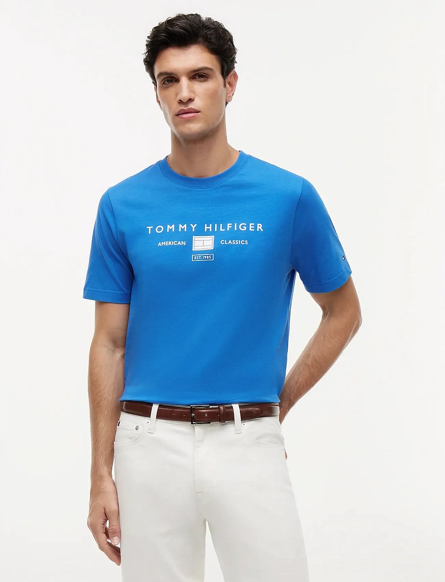 Tommy Hilfiger - BRAND LOVE MONO STACK TEE - kurzärmelig - blue orbit - 0