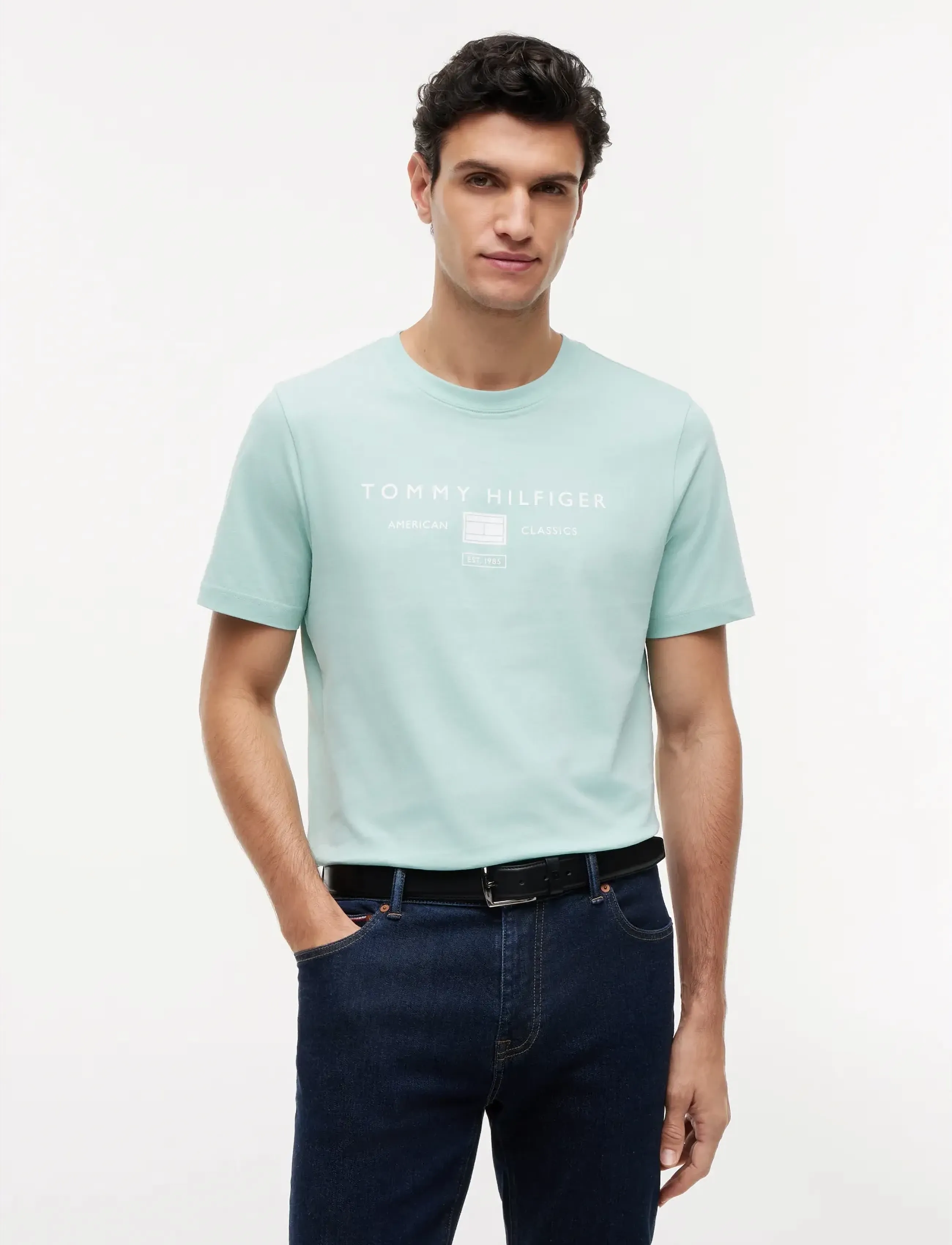 Tommy Hilfiger Brand Love Mono Stack Tee, Mænd, T-Shirt, Grøn, Str: M