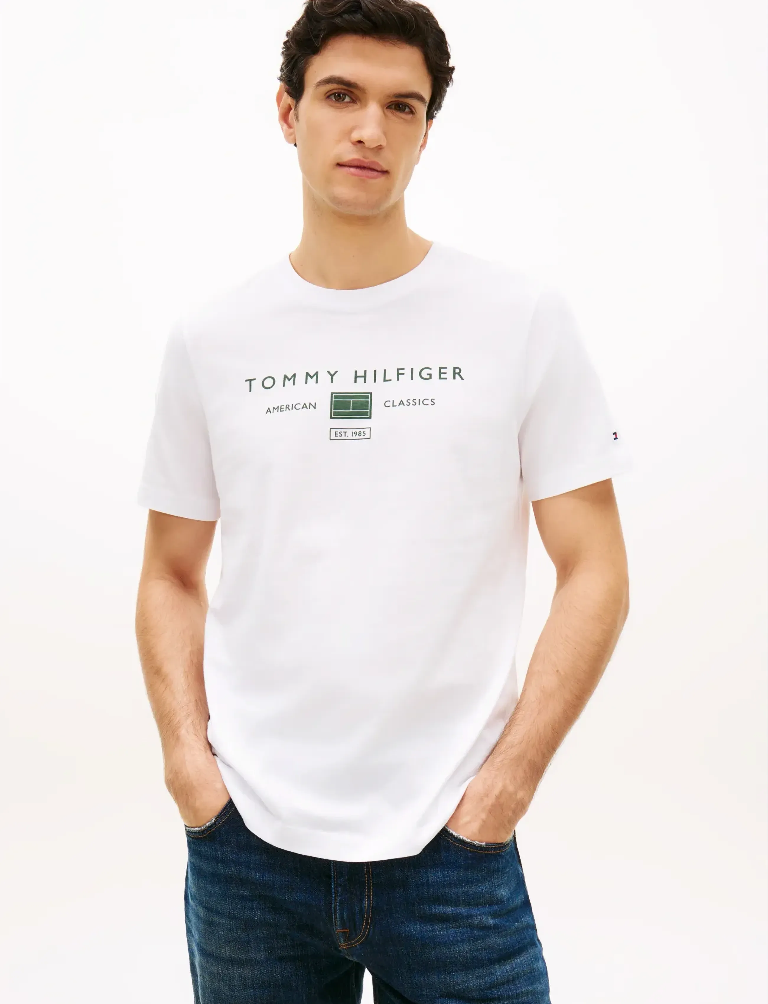 Tommy Hilfiger Brand Love Mono Stack Tee, Mænd, T-Shirt, Hvid, Str: S
