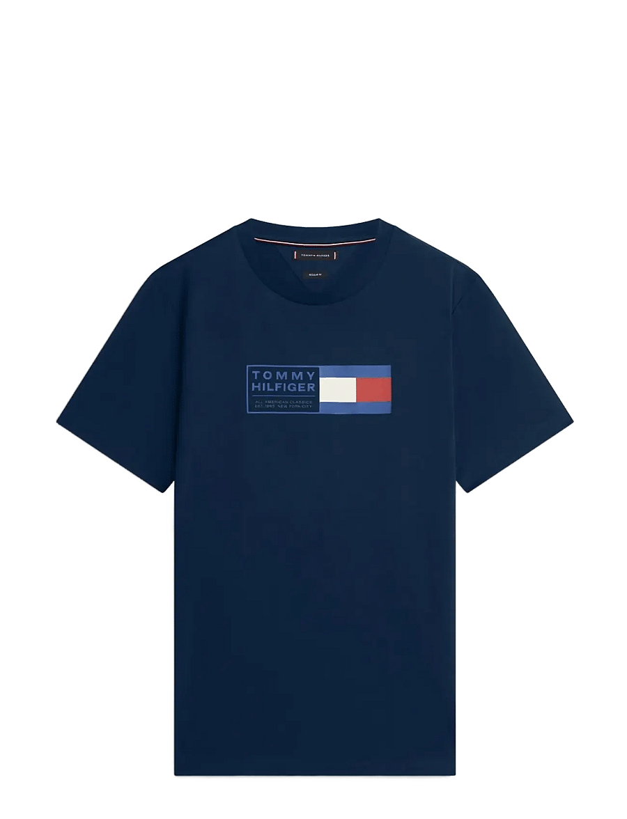 Tommy Hilfiger - BRAND LOVE TEXT BOX TEE - short-sleeved t-shirts - desert sky - 1