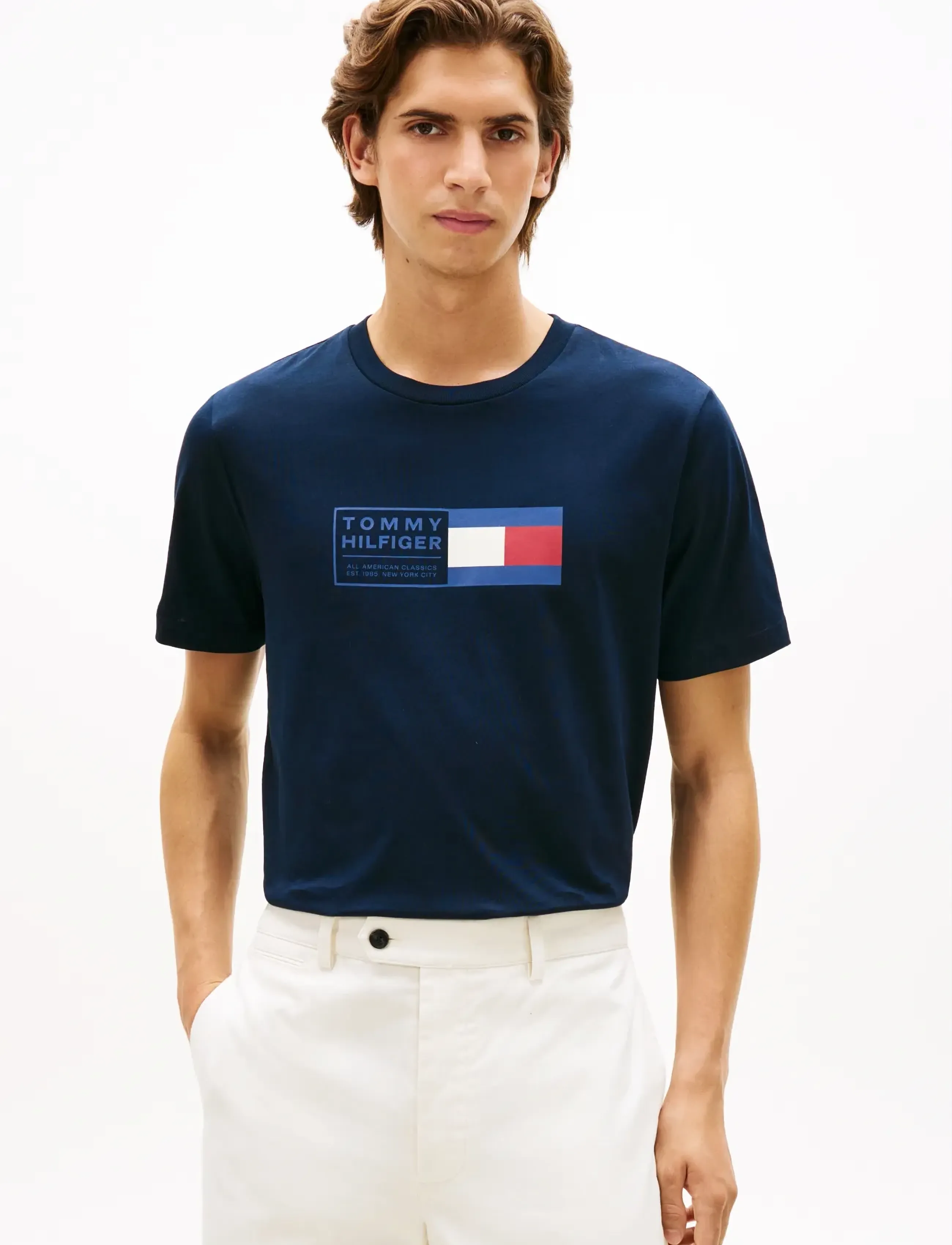 Tommy Hilfiger BRAND LOVE TEXT BOX TEE - Riided - DESERT SKY / navy
