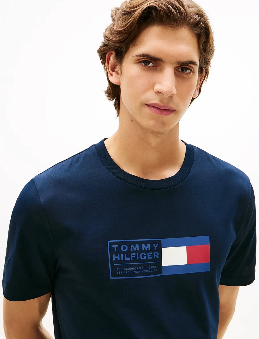 Tommy Hilfiger - BRAND LOVE TEXT BOX TEE - short-sleeved t-shirts - desert sky - 4