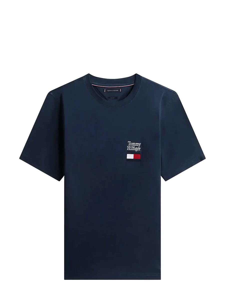 Tommy Hilfiger - BRAND LOVE TEXT STACK TEE - short-sleeved t-shirts - desert sky - 1
