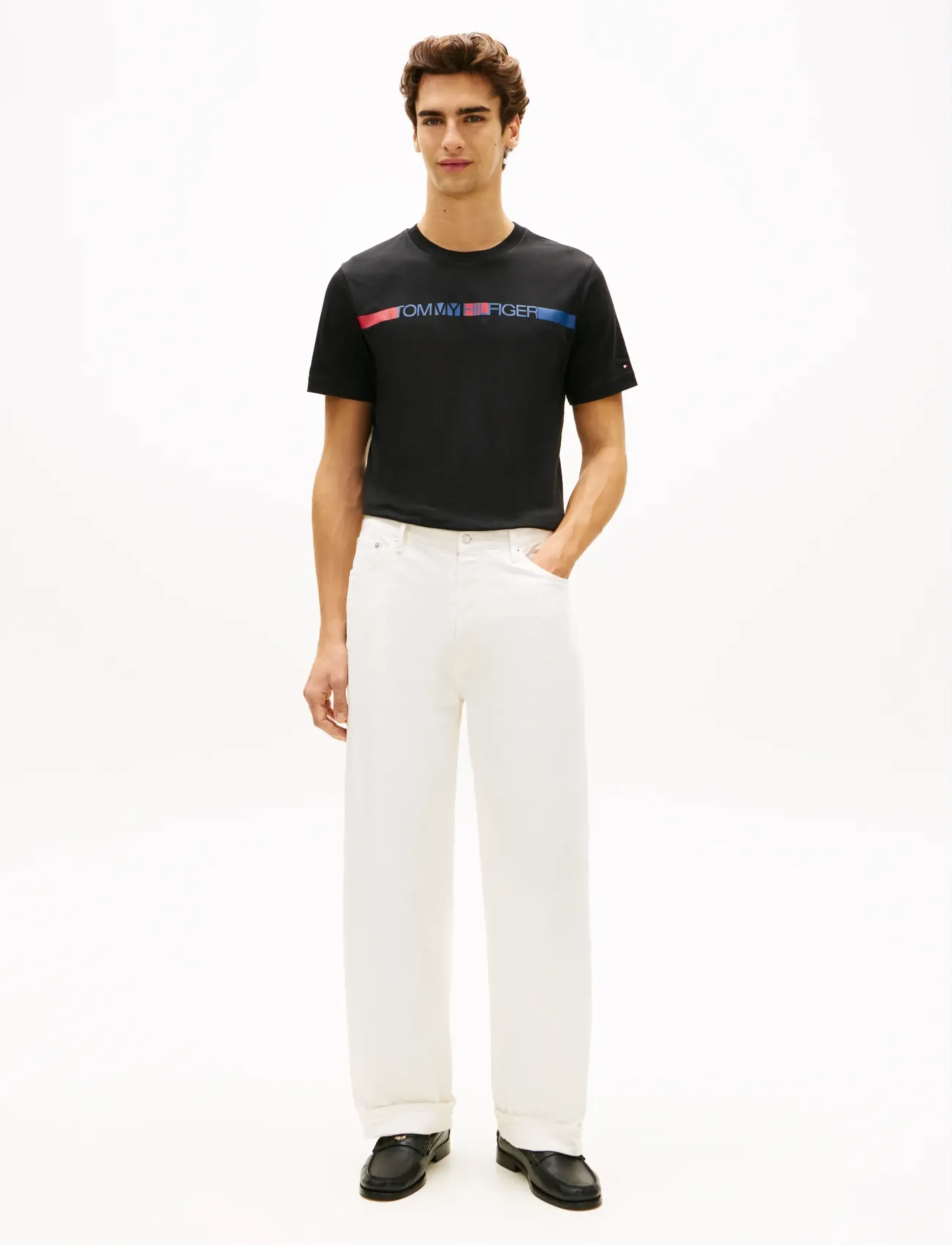 Tommy Hilfiger - BRAND LOVE  STRIPE TEE - short-sleeved t-shirts - black - 3