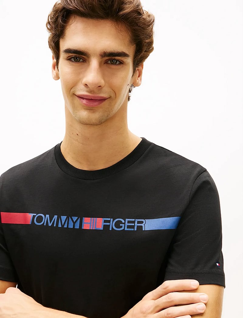 Tommy Hilfiger - BRAND LOVE STRIPE TEE - kurzärmelig - black - 4
