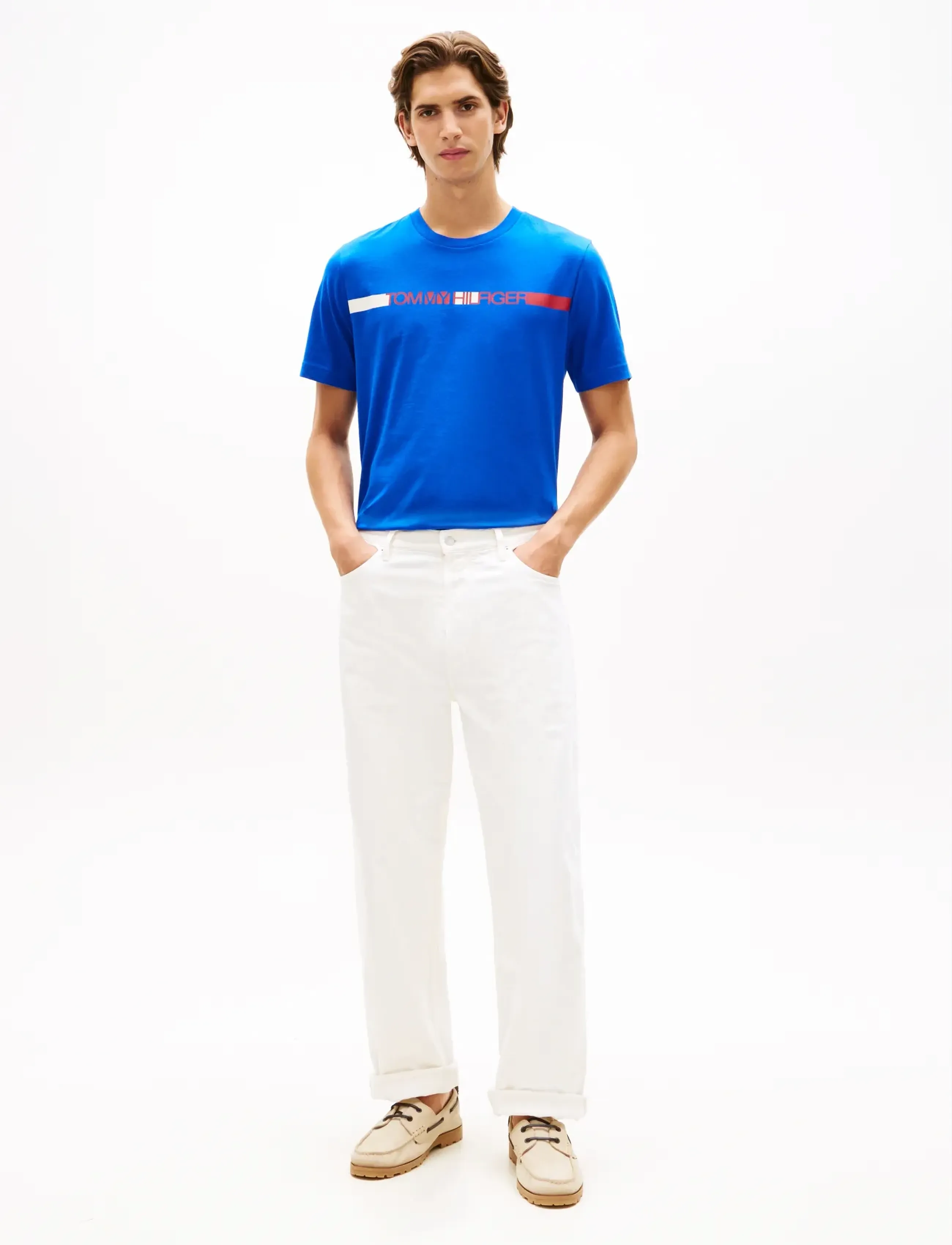 Tommy Hilfiger - BRAND LOVE  STRIPE TEE - short-sleeved t-shirts - regal blue - 3