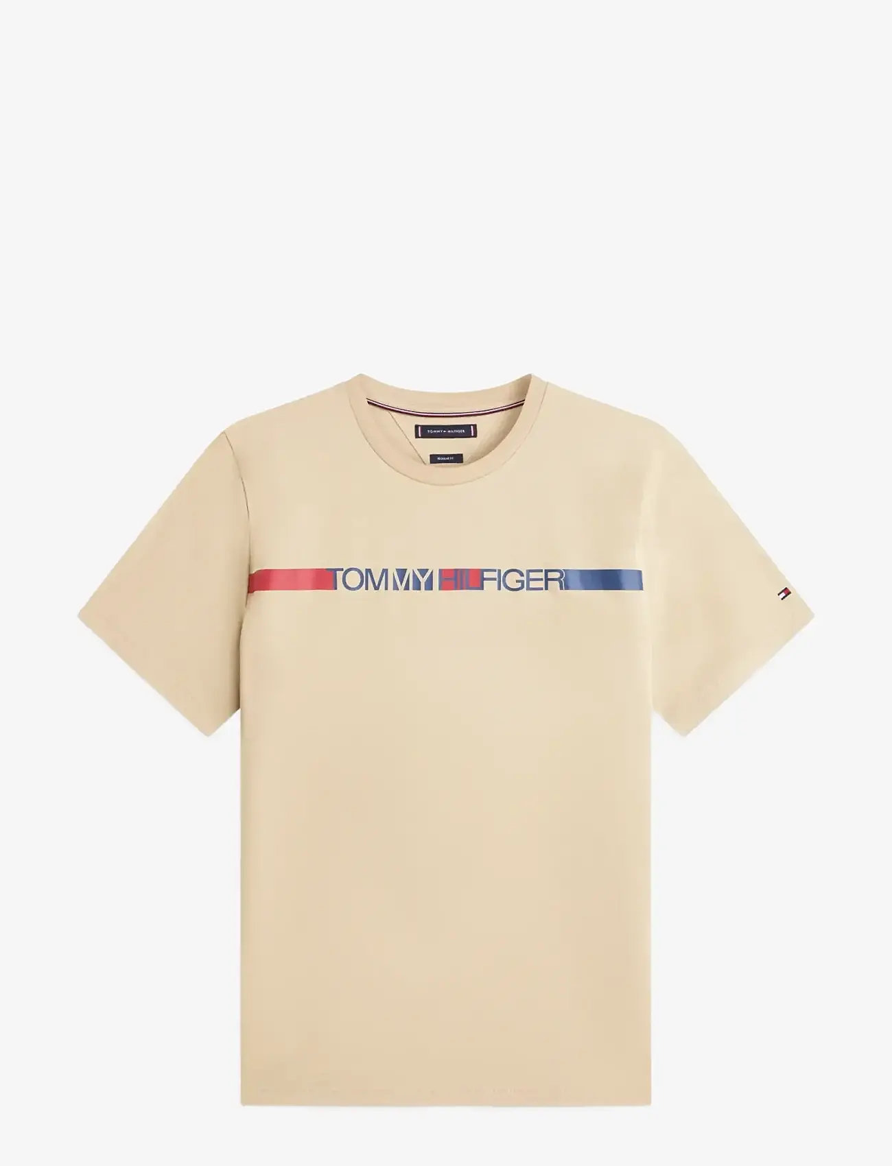 Tommy Hilfiger - BRAND LOVE  STRIPE TEE - kortærmede t-shirts - sandalwood - 1