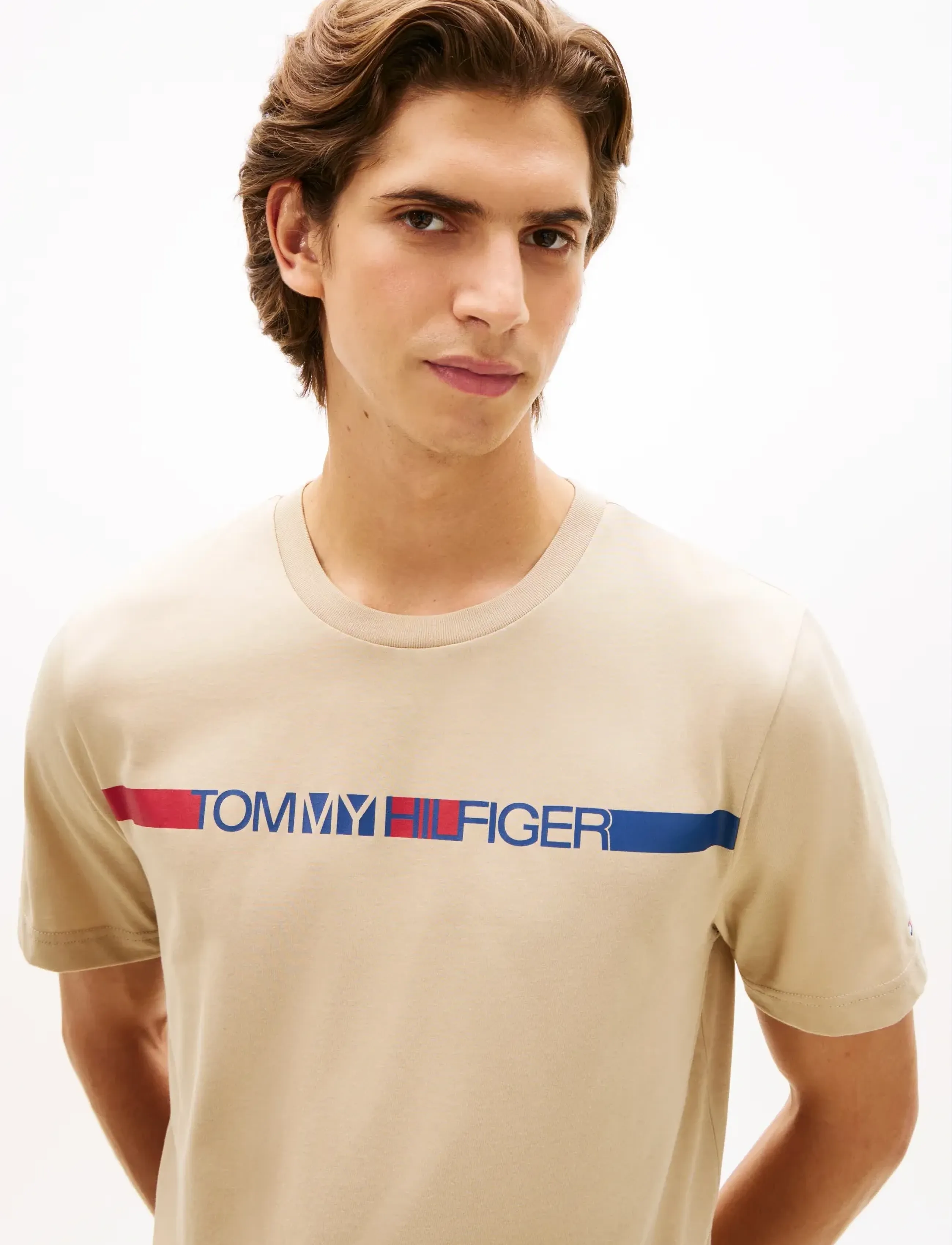 Tommy Hilfiger - BRAND LOVE  STRIPE TEE - short-sleeved t-shirts - sandalwood - 4