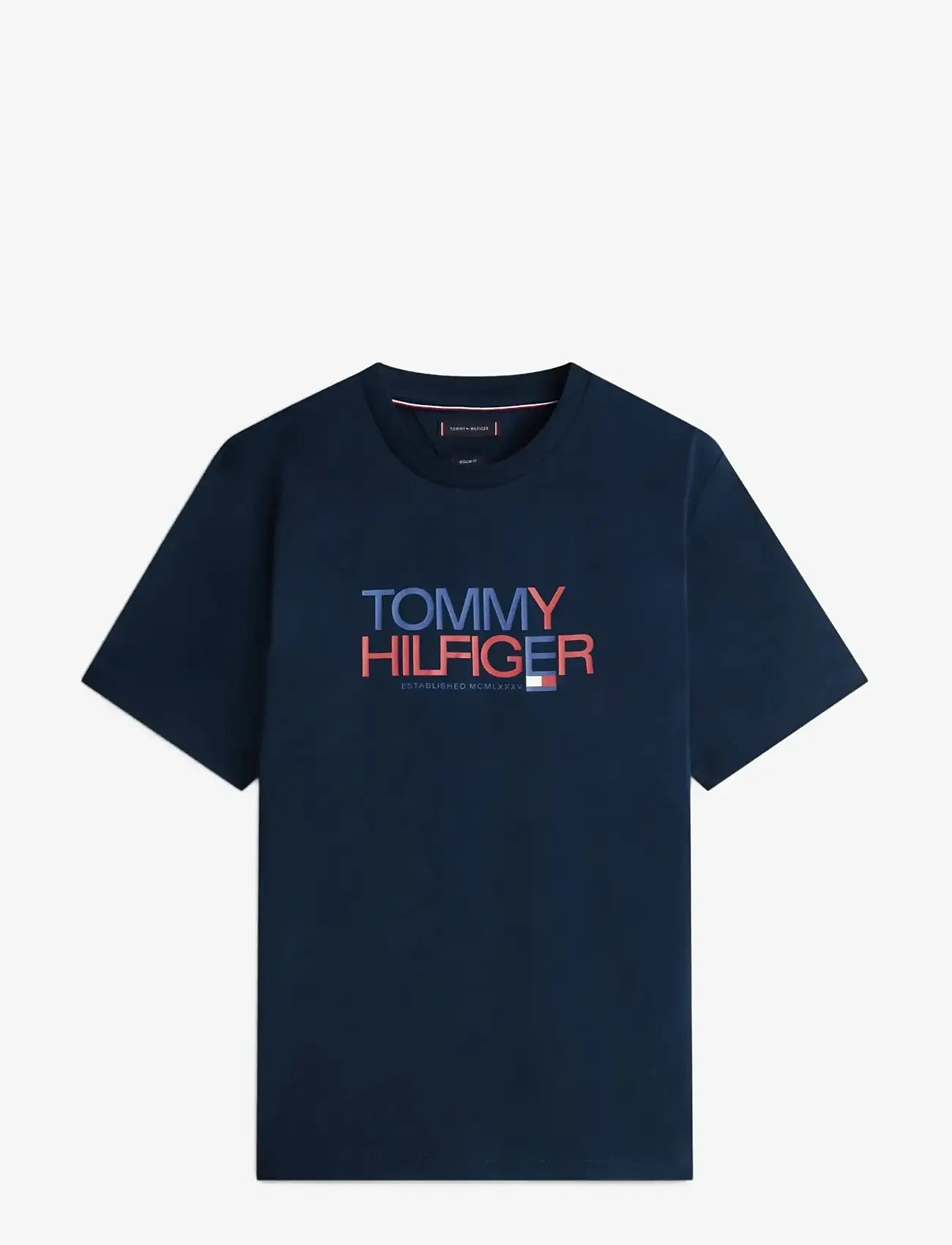 Tommy Hilfiger - BRAND LOVE BIG TEXT TEE - lühikeste varrukatega t-särgid - desert sky - 1