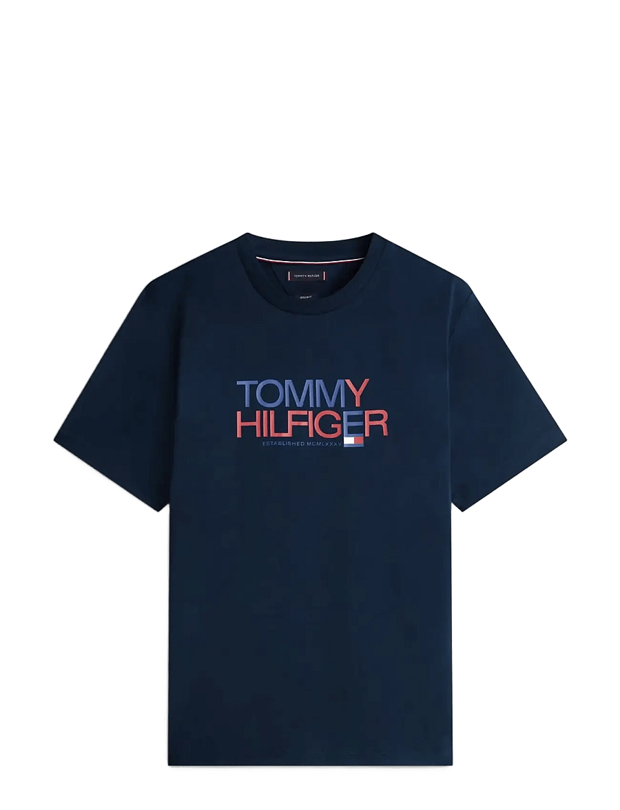 Tommy Hilfiger - BRAND LOVE BIG TEXT TEE - lühikeste varrukatega t-särgid - desert sky - 1