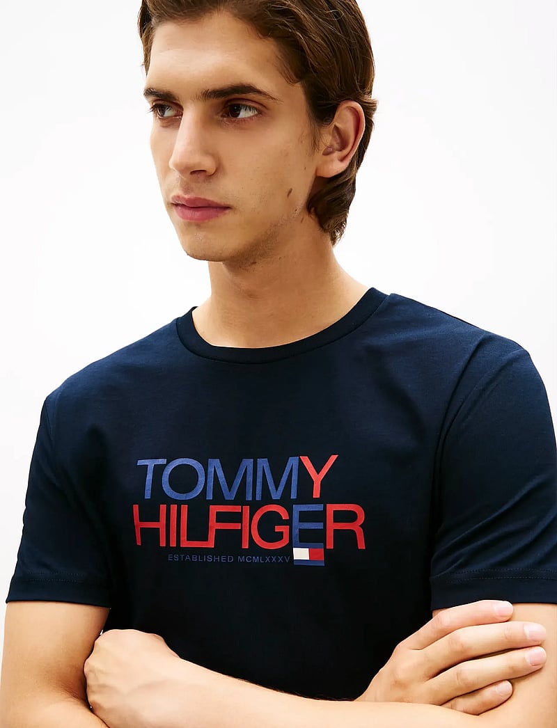 Tommy Hilfiger - BRAND LOVE BIG TEXT TEE - lühikeste varrukatega t-särgid - desert sky - 4