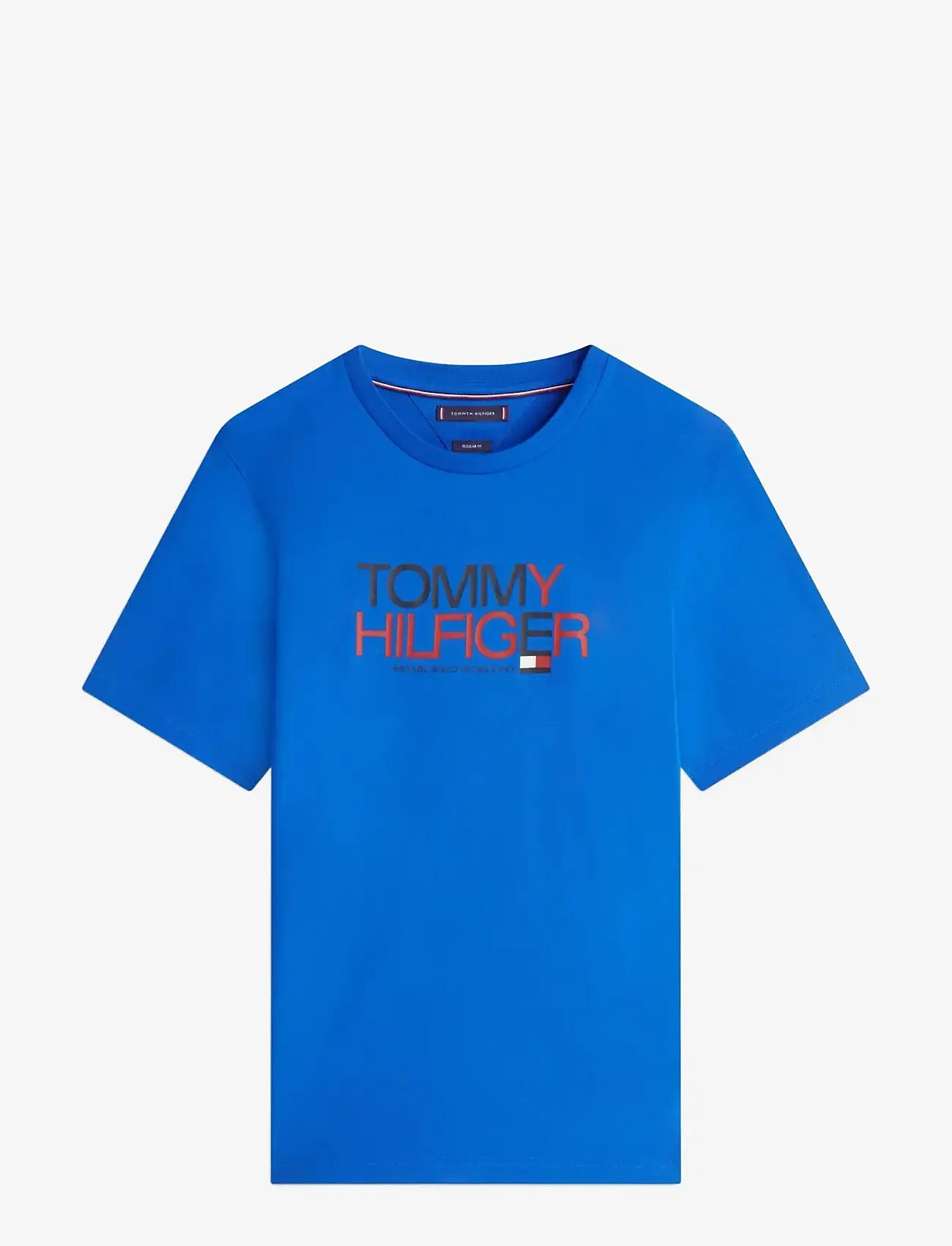 Tommy Hilfiger - BRAND LOVE BIG TEXT TEE - kortærmede t-shirts - regal blue - 1