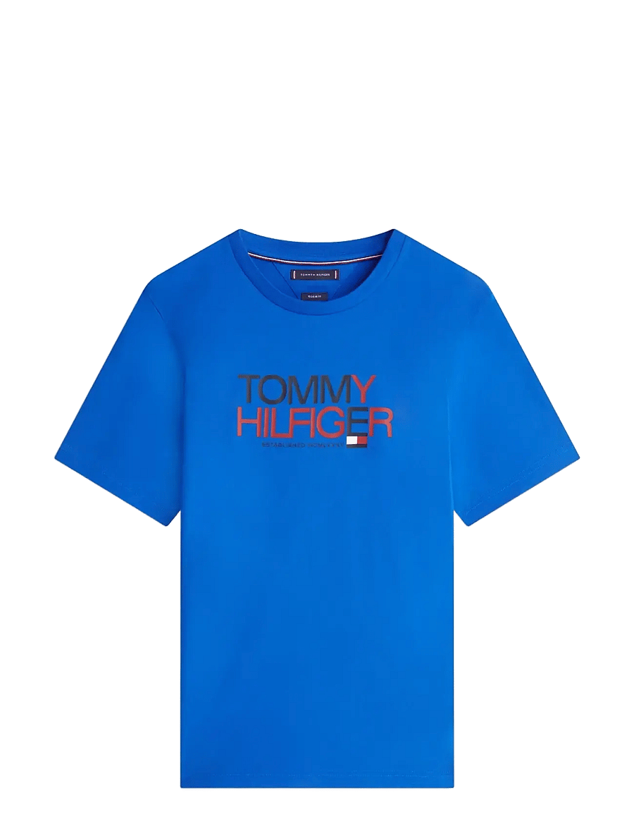 Tommy Hilfiger - BRAND LOVE BIG TEXT TEE - kortærmede t-shirts - regal blue - 1