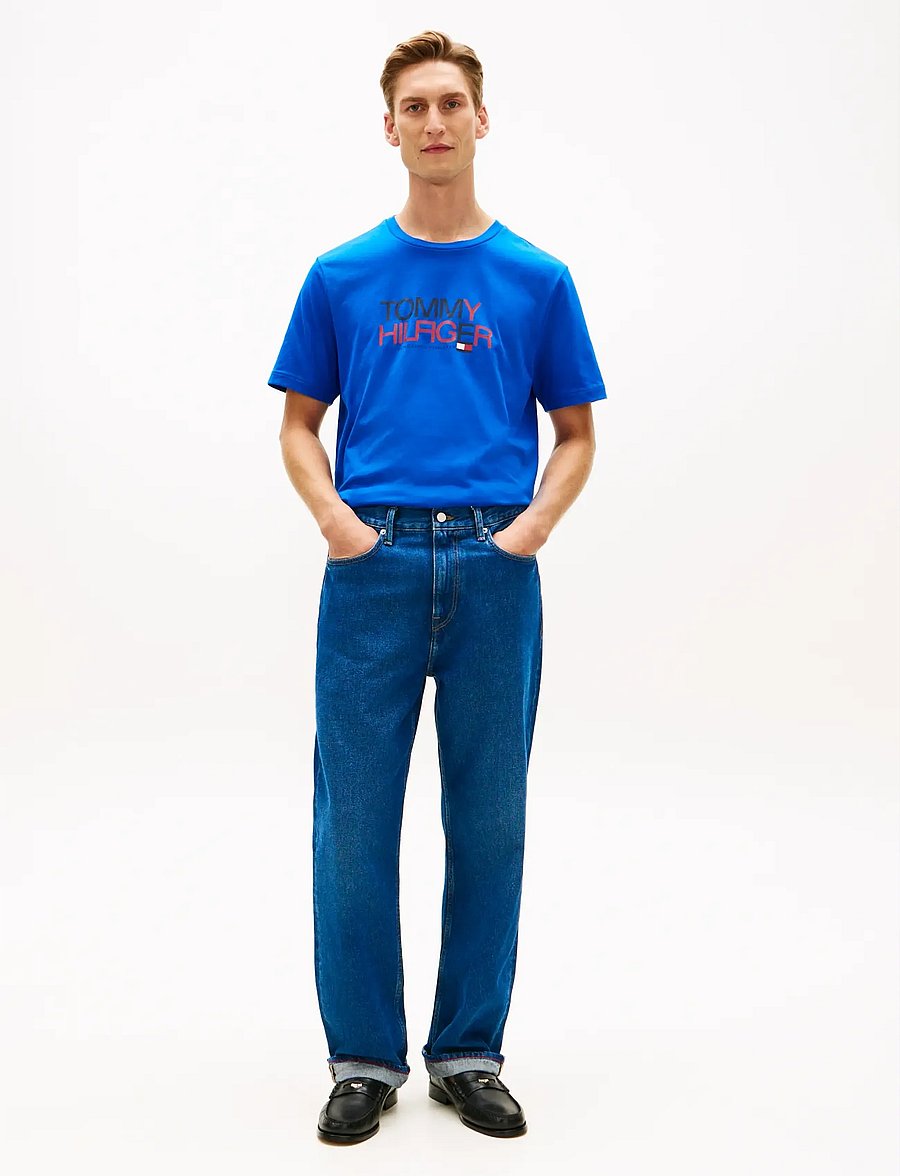 Tommy Hilfiger - BRAND LOVE BIG TEXT TEE - kortærmede t-shirts - regal blue - 3