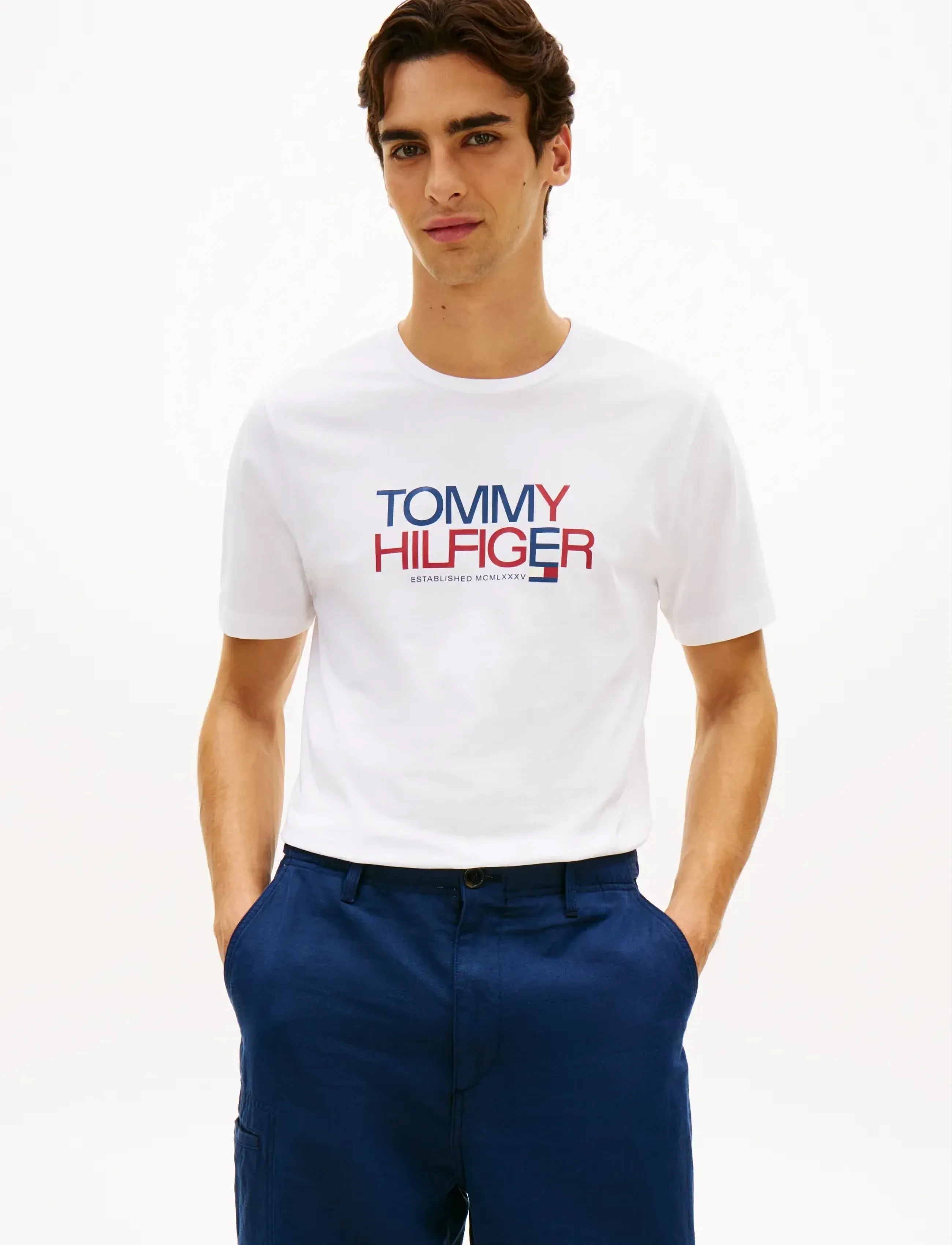 Tommy Hilfiger BRAND LOVE BIG TEXT TEE - Riided - WHITE / white