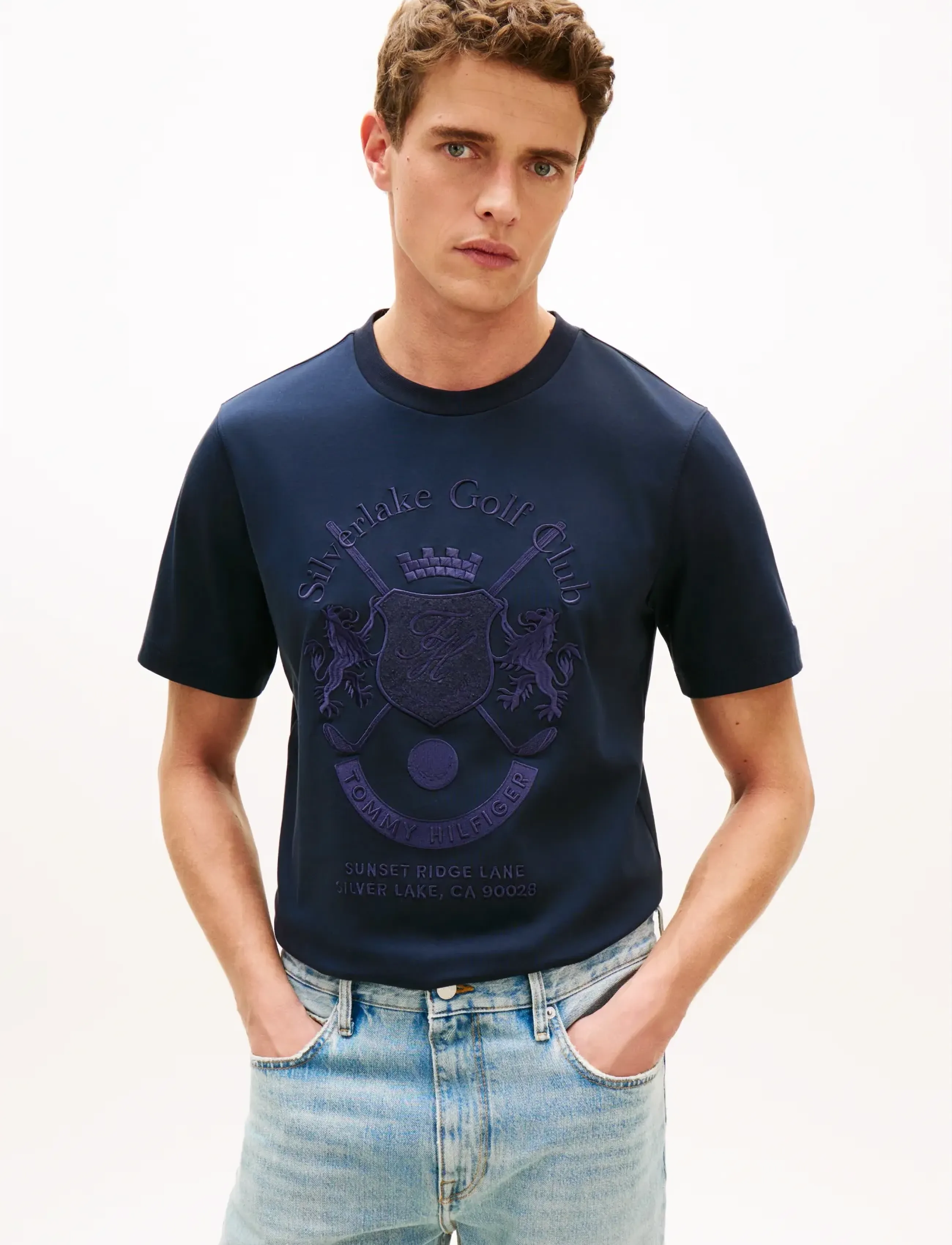Tommy Hilfiger COUNTRY CLUB INTERLOCK TEE - Tommy Hilfiger - DESERT SKY / navy