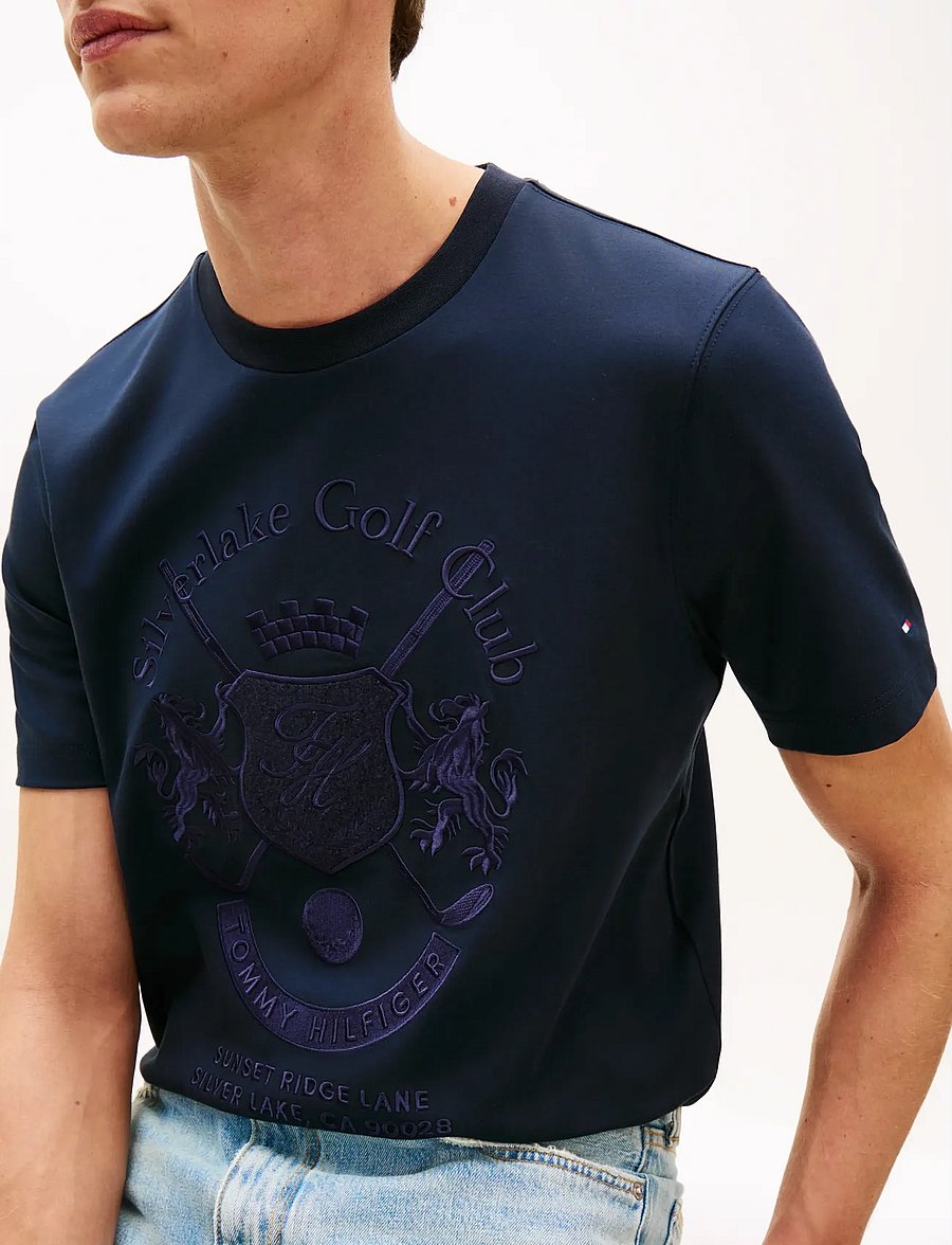 Tommy Hilfiger - COUNTRY CLUB INTERLOCK TEE - kortärmade t-shirts - desert sky - 4