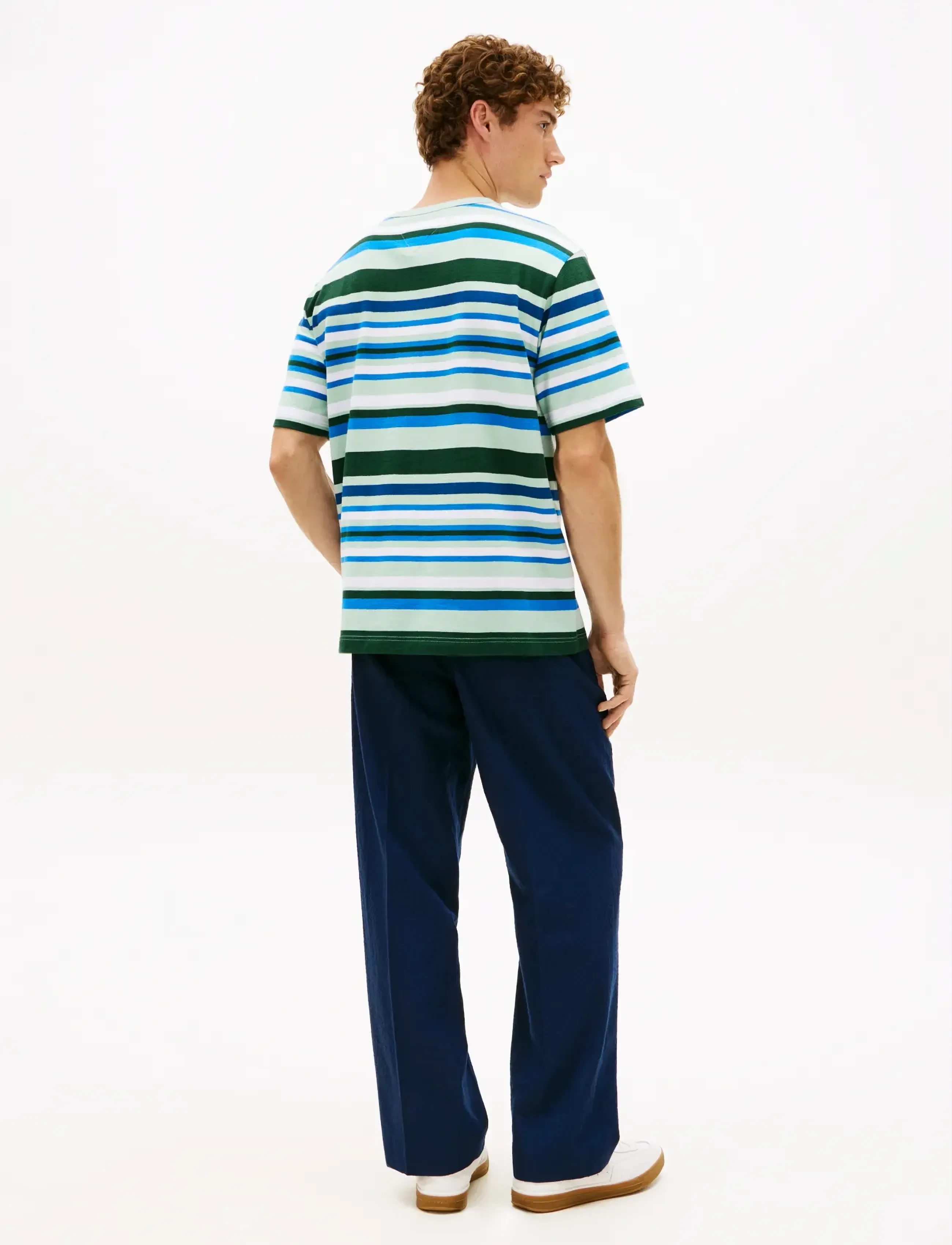 Tommy Hilfiger - MULTI STRIPE CREPE TEE - kortärmade t-shirts - crushed mint multi stripe - 2