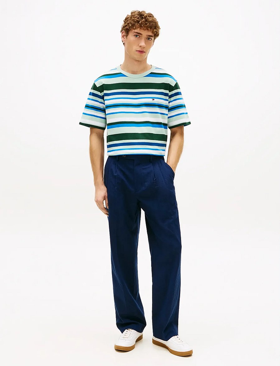 Tommy Hilfiger - MULTI STRIPE CREPE TEE - kortärmade t-shirts - crushed mint multi stripe - 3