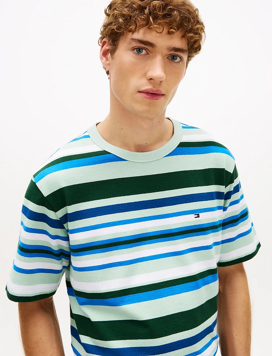 Tommy Hilfiger - MULTI STRIPE CREPE TEE - kortärmade t-shirts - crushed mint multi stripe - 4
