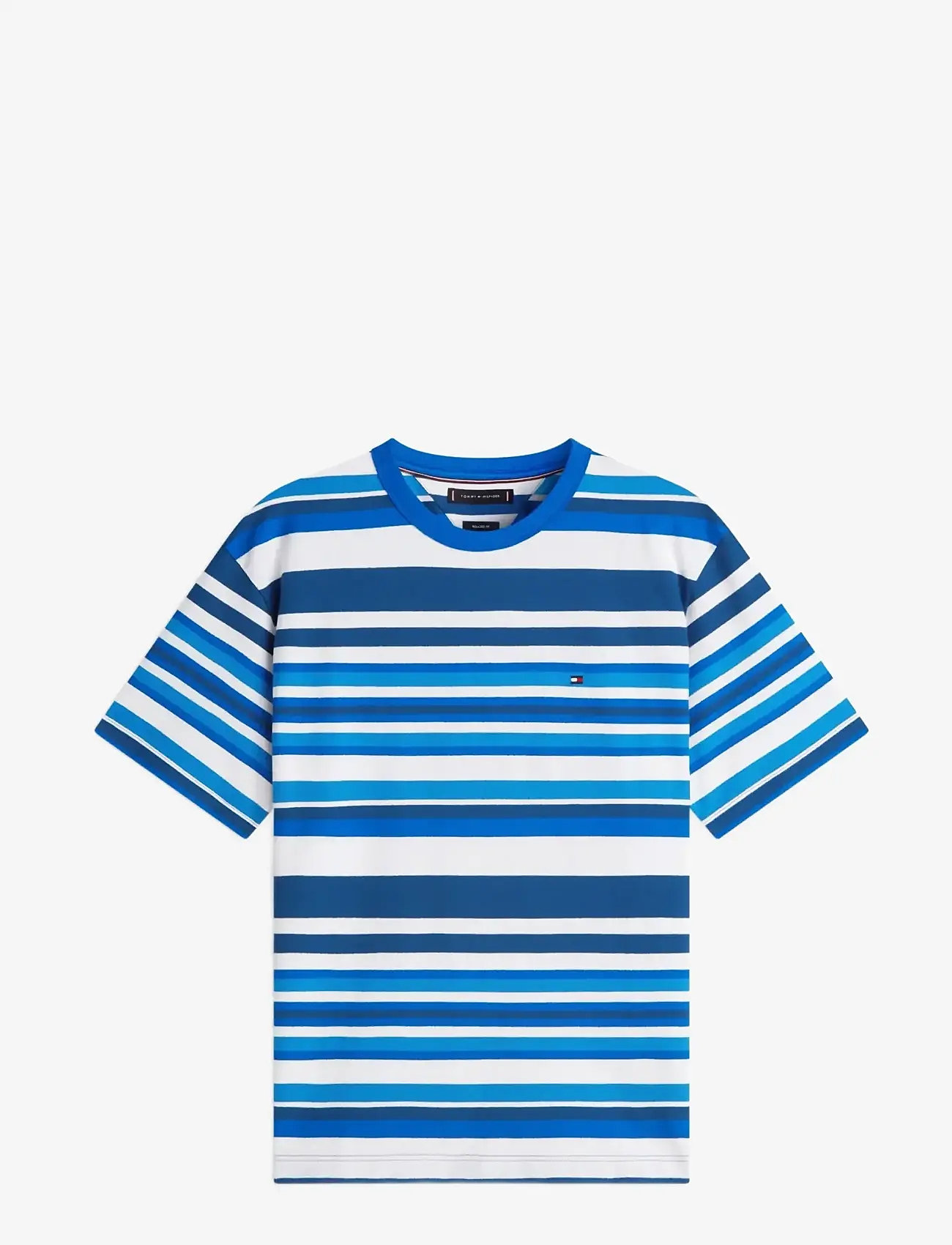 Tommy Hilfiger - MULTI STRIPE CREPE TEE - kortærmede t-shirts - blue jean multi stripe - 1