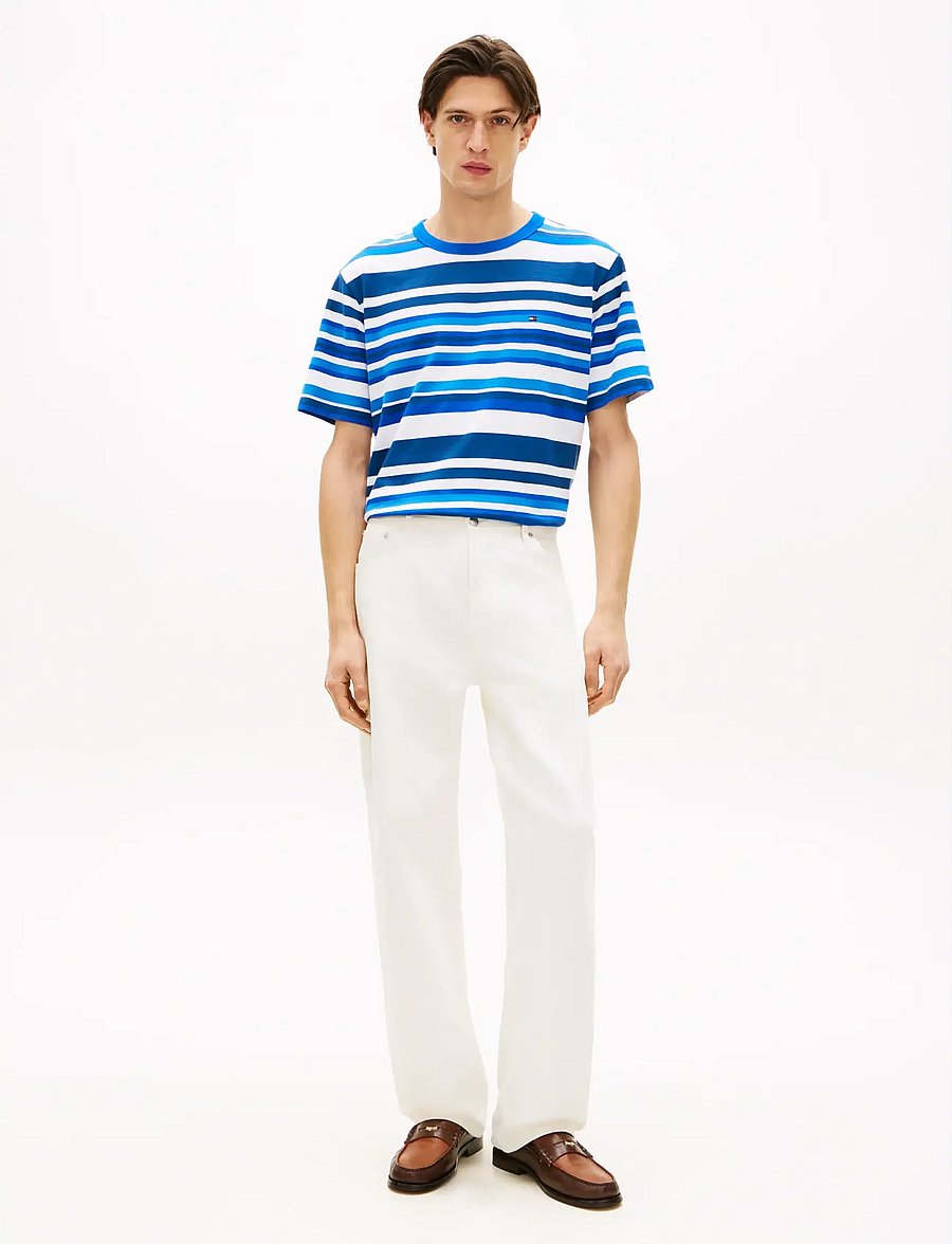 Tommy Hilfiger - MULTI STRIPE CREPE TEE - kortærmede t-shirts - blue jean multi stripe - 3