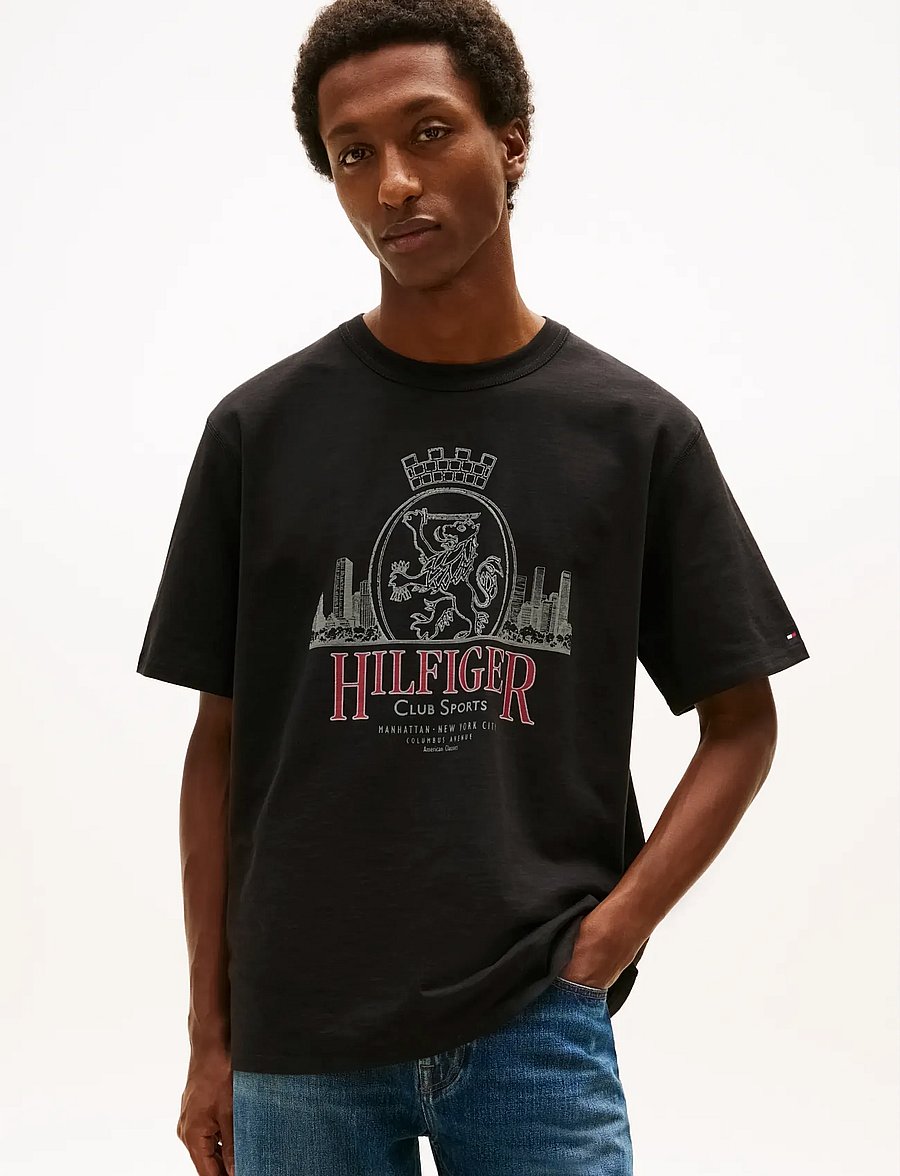 Tommy Hilfiger - HERITAGE SERIES CREST TEE - kurzärmelige t-shirts - black - 0
