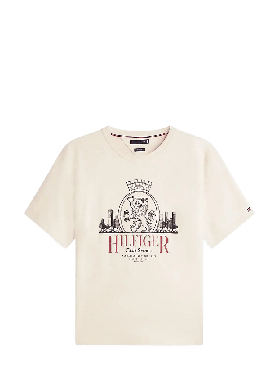 Tommy Hilfiger - HERITAGE SERIES CREST TEE - kurzärmelige t-shirts - heathered oatmilk - 1