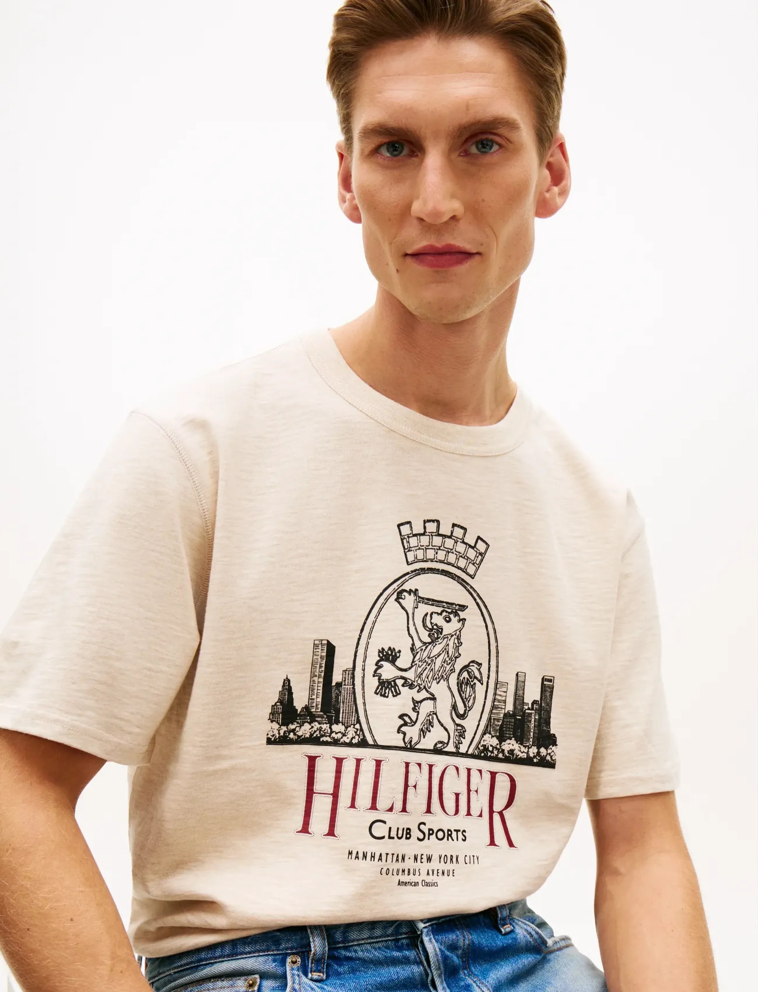 Tommy Hilfiger - HERITAGE SERIES CREST TEE - short-sleeved t-shirts - heathered oatmilk - 4