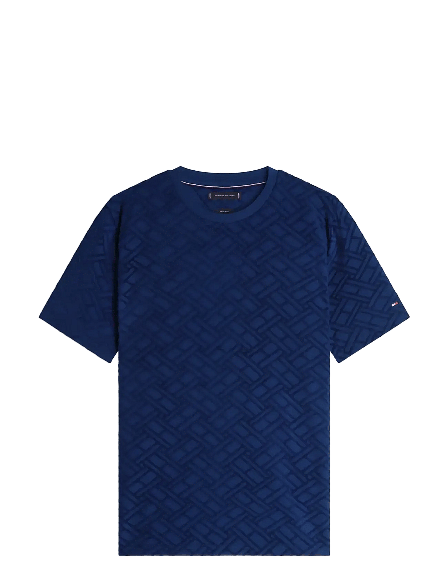 Tommy Hilfiger - AOP FLAG JACQUARD TEE - t-krekli ar īsām piedurknēm - carbon navy - 1