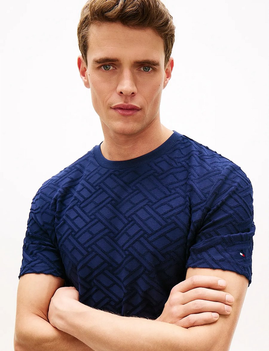 Tommy Hilfiger - AOP FLAG JACQUARD TEE - t-krekli ar īsām piedurknēm - carbon navy - 4