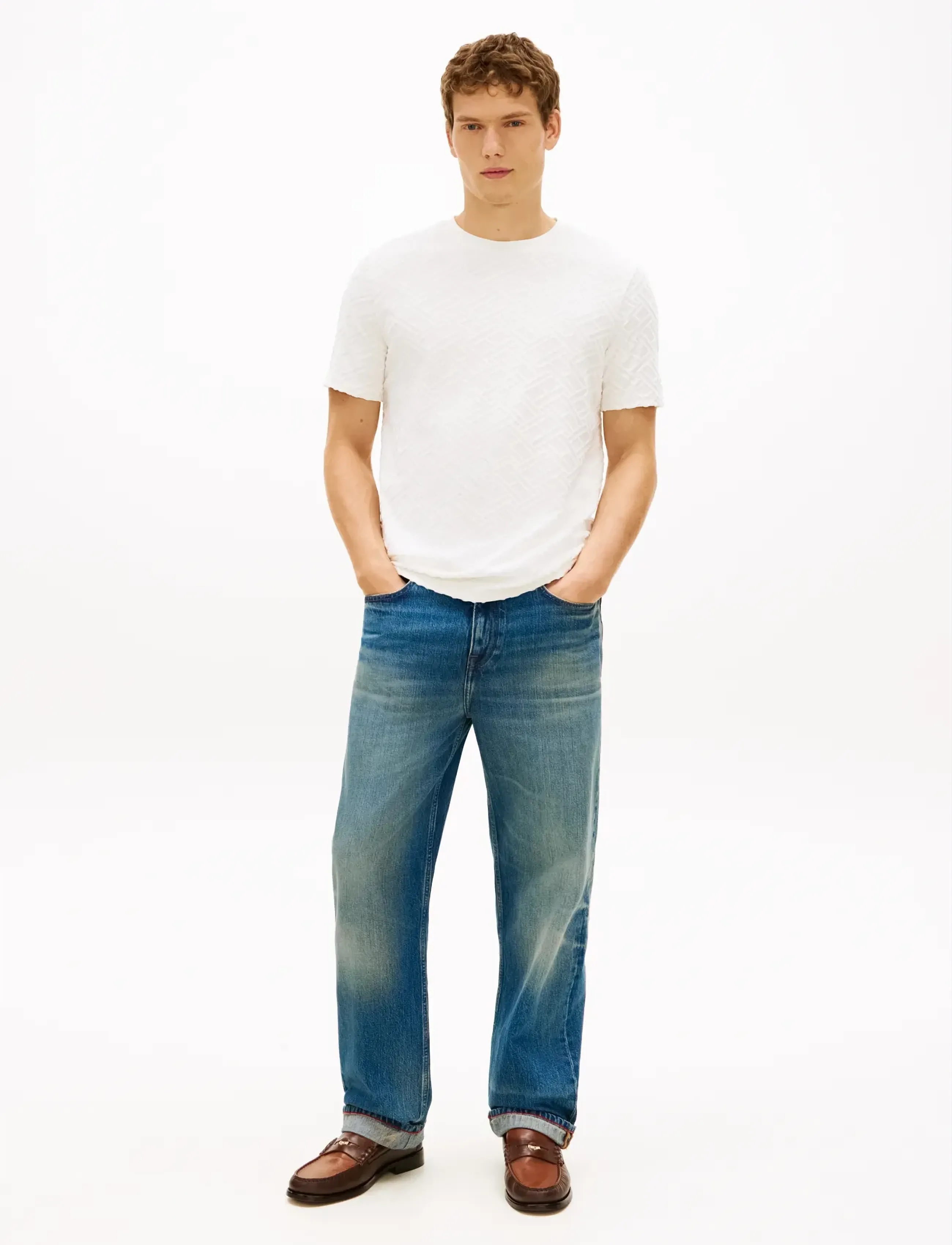 Tommy Hilfiger - AOP FLAG JACQUARD TEE - lühikeste varrukatega t-särgid - ivory petal - 3
