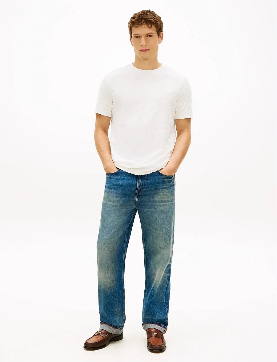 Tommy Hilfiger - AOP FLAG JACQUARD TEE - short-sleeved t-shirts - ivory petal - 3
