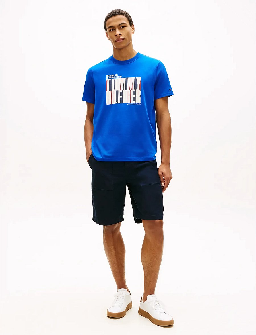 Tommy Hilfiger - SPLIT COLOUR GRAPHIC TEE - lühikeste varrukatega t-särgid - regal blue - 3