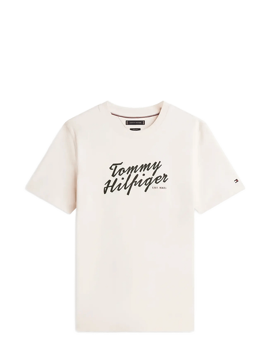 Tommy Hilfiger - SUMMER TEXT GRAPHIC TEE - kortærmede t-shirts - muslin - 1