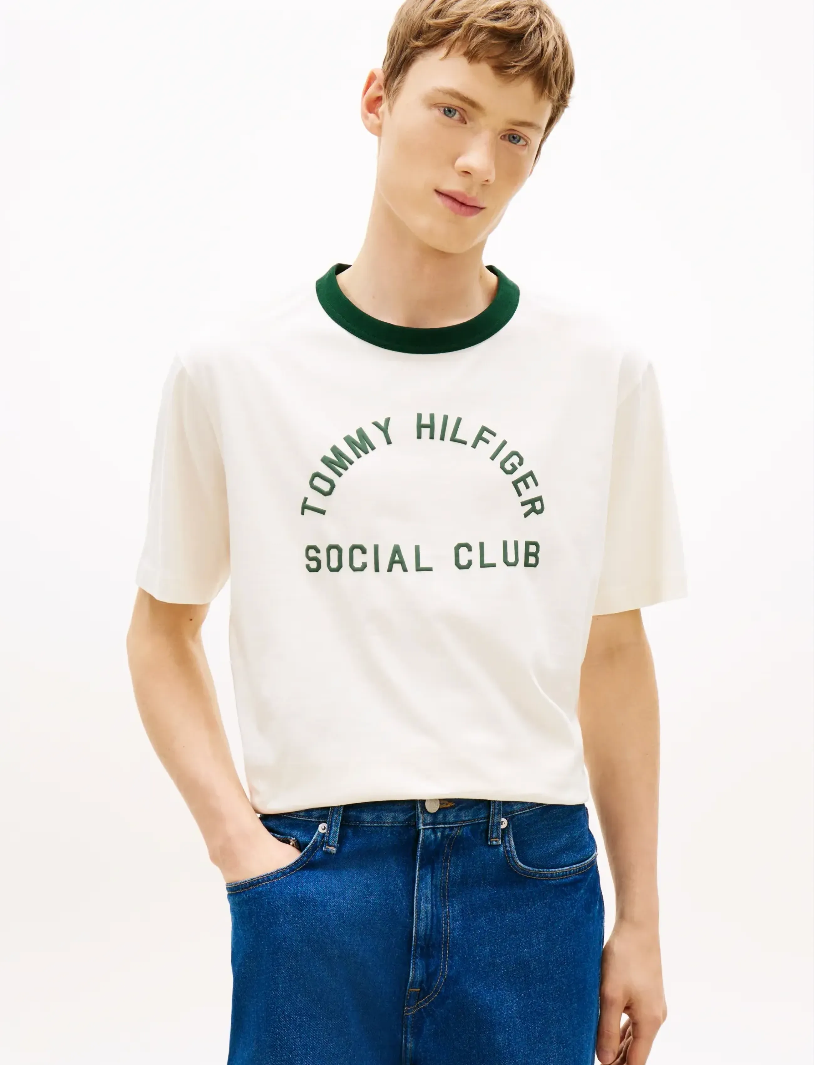 Tommy Hilfiger Country Club Ringer Tee, Ringer T-Shirt, Cream, Str: M